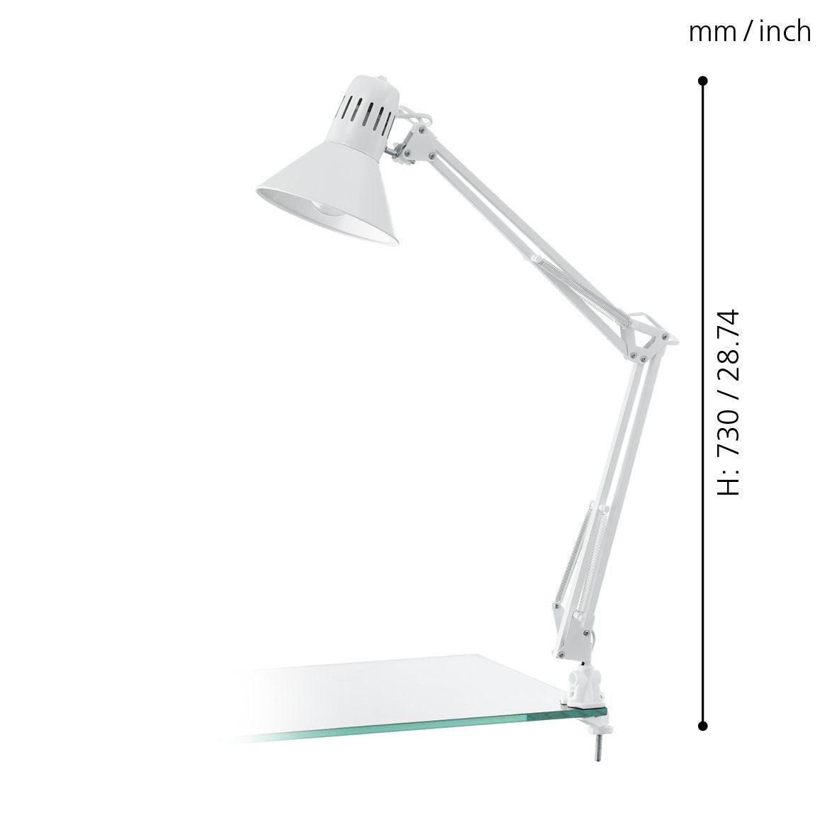eglo firmo clip on white adjustable table lamp living room close up
