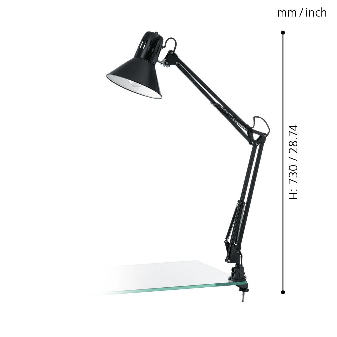 eglo firmo clip on black adjustable table lamp living room close up