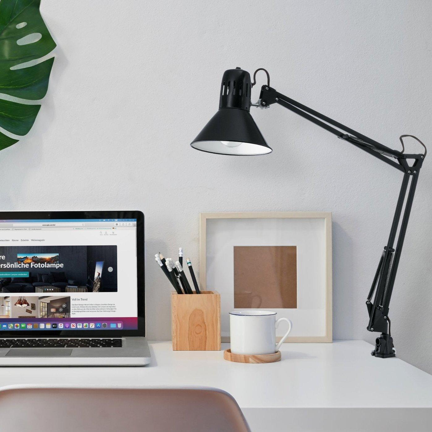 eglo firmo clip on black adjustable table lamp