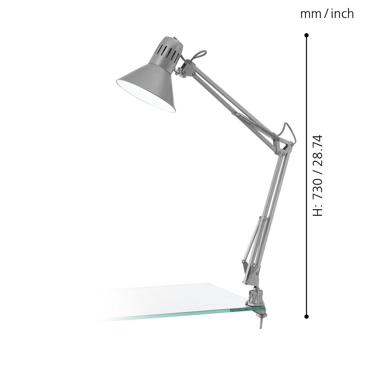 eglo firmo clip on grey adjustable table lamp living room close up