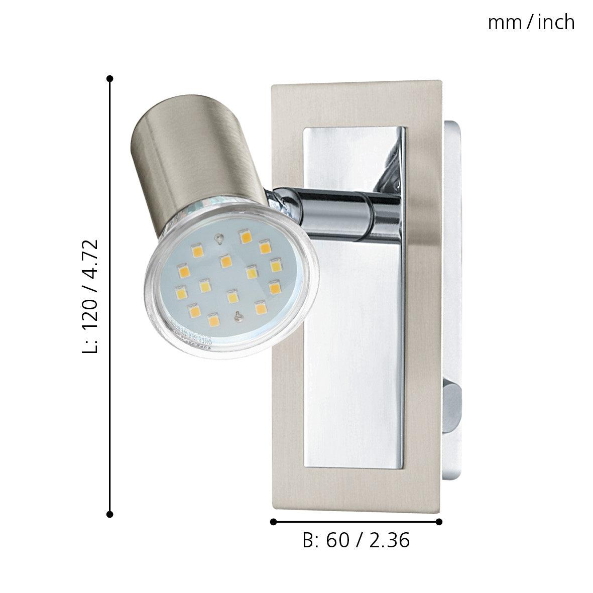 eglo rottelo nickel chrome wall spotlight living room image