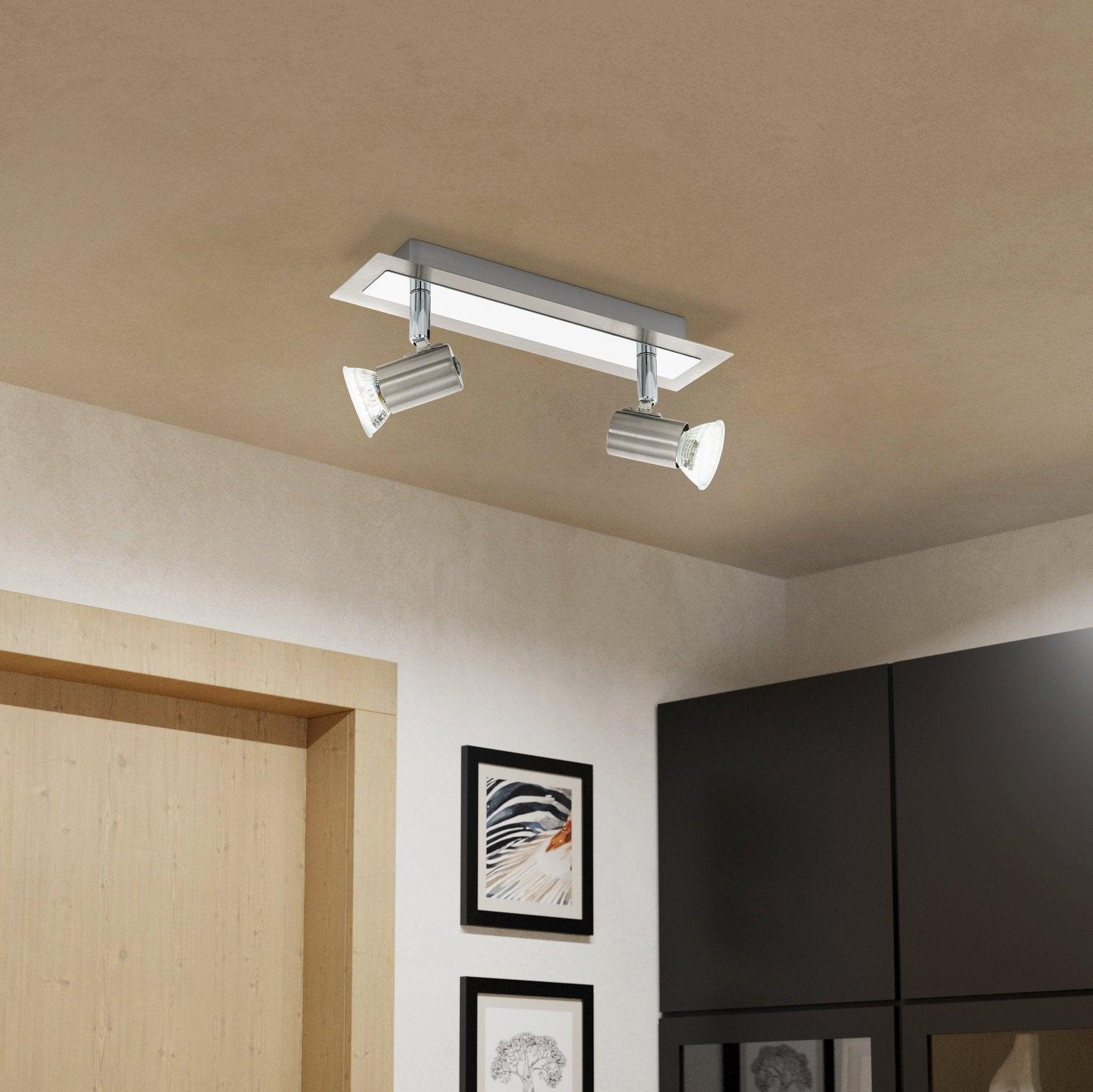 eglo rottelo nickel chrome 2 light bar spotlight