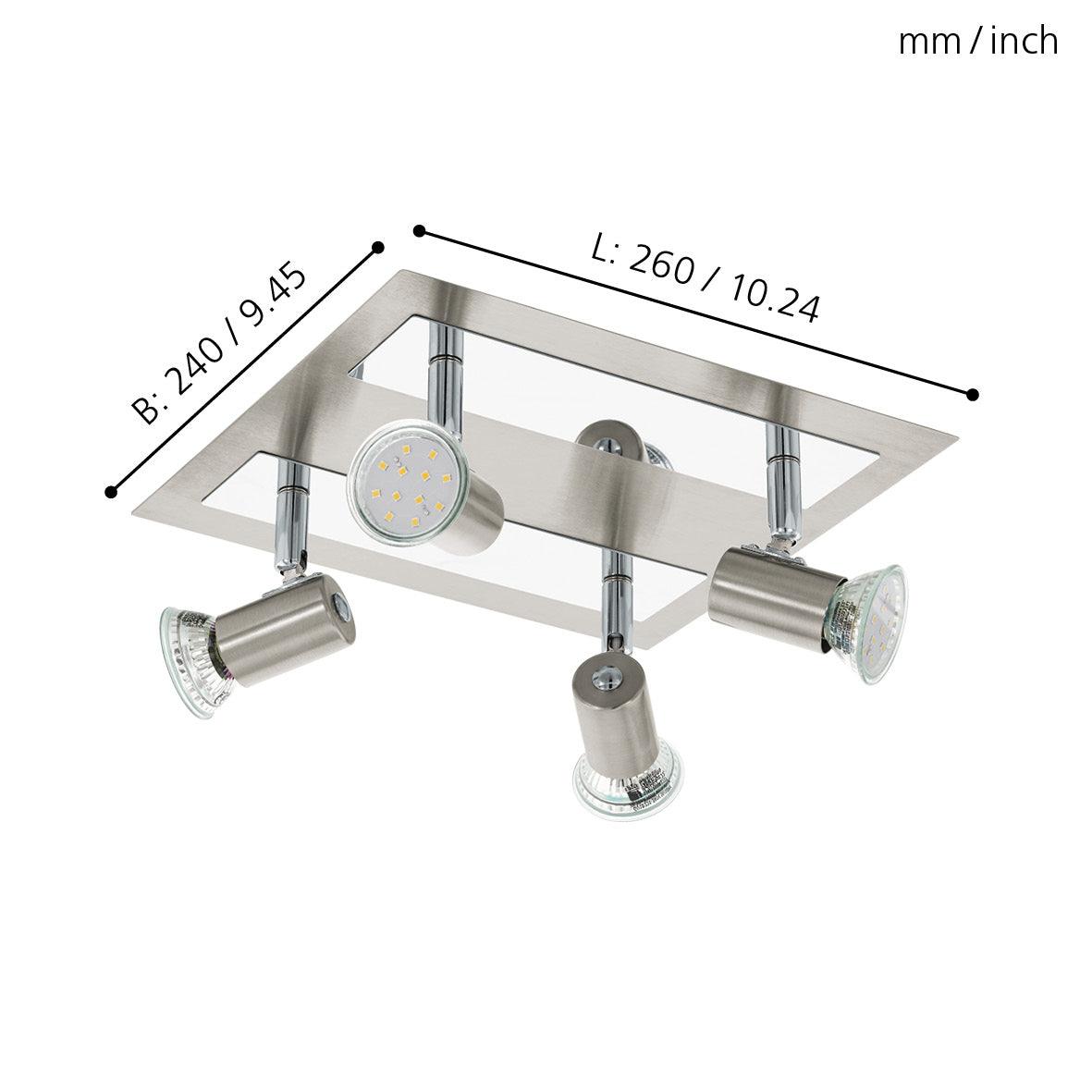 eglo rottelo nickel chrome 4 light plate spotlight living room image