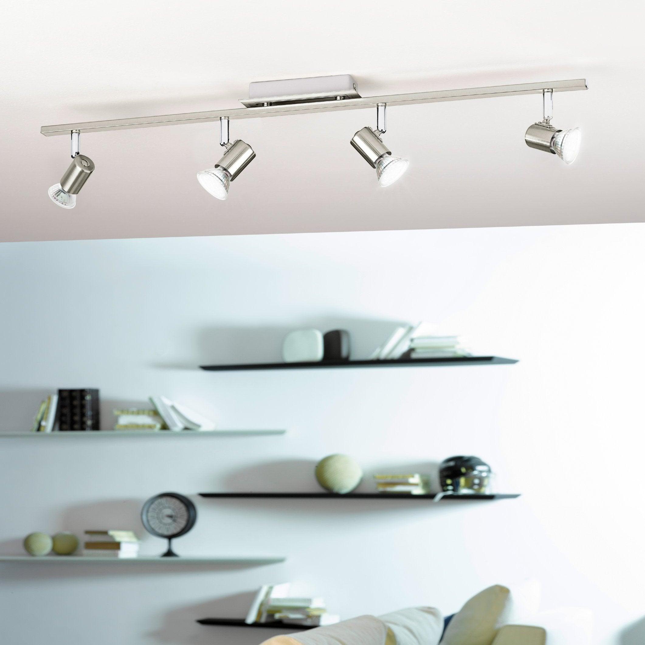 eglo rottelo nickel chrome 4 light bar spotlight