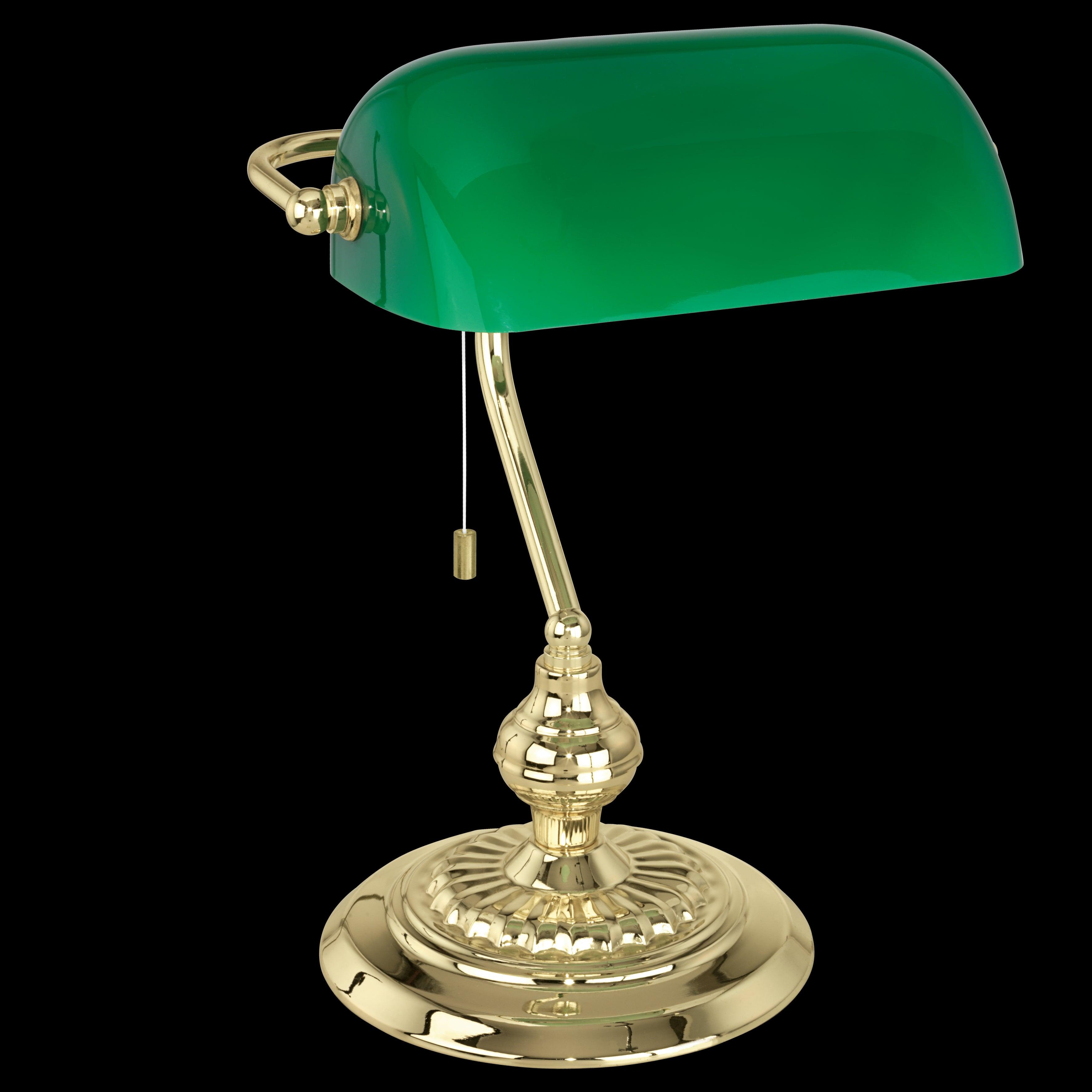 eglo banker brass bankers table lamp green shade living room image