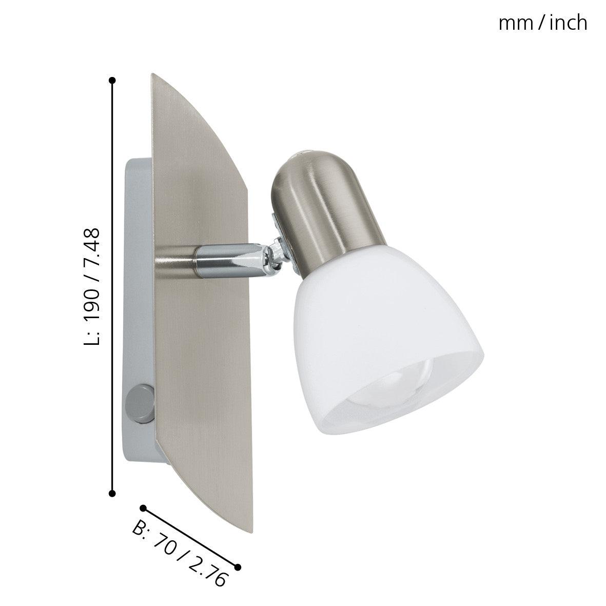 eglo enea nickel satin glass wall spotlight kitchen lighting