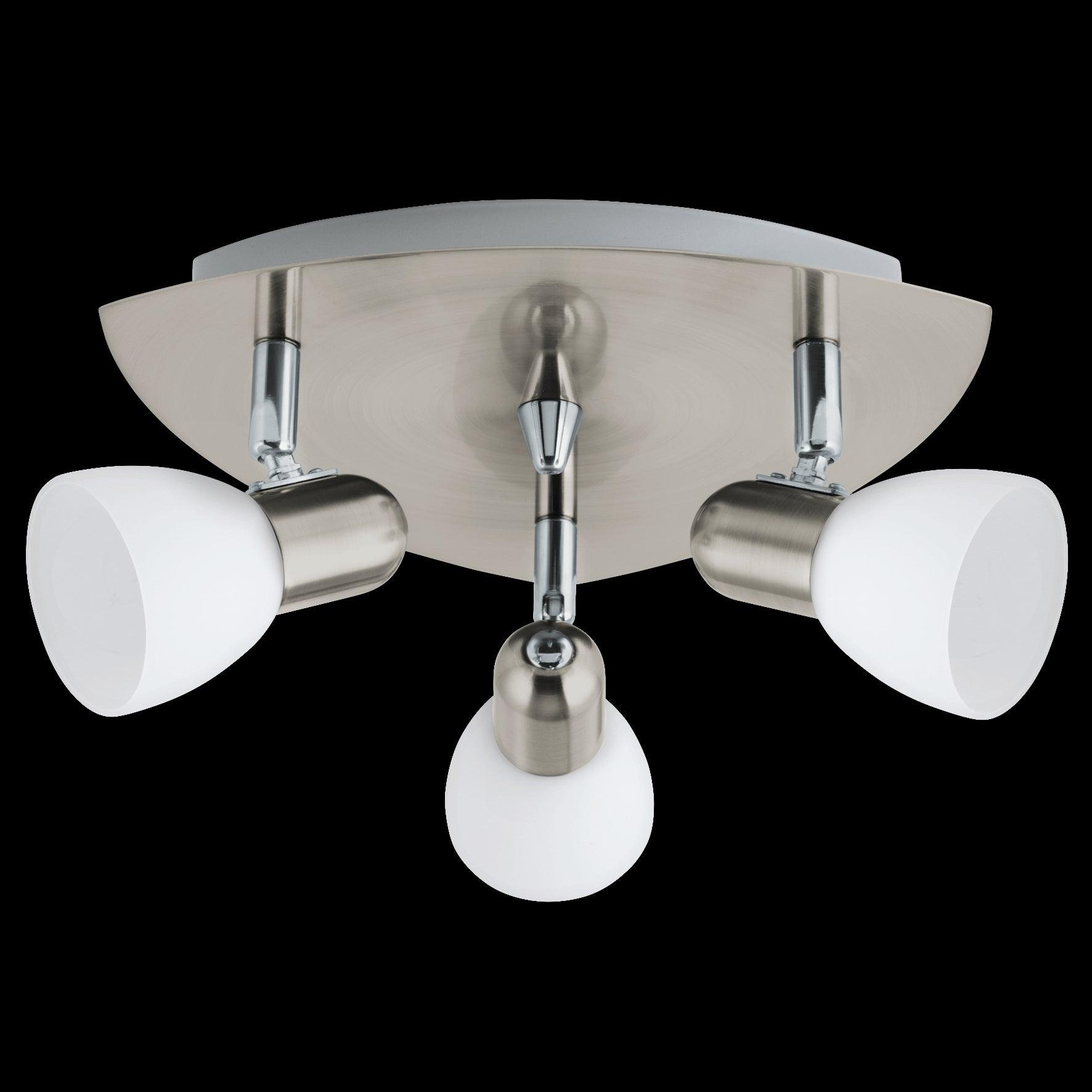 eglo enea nickel satin glass 3 light plate spotlight living room image