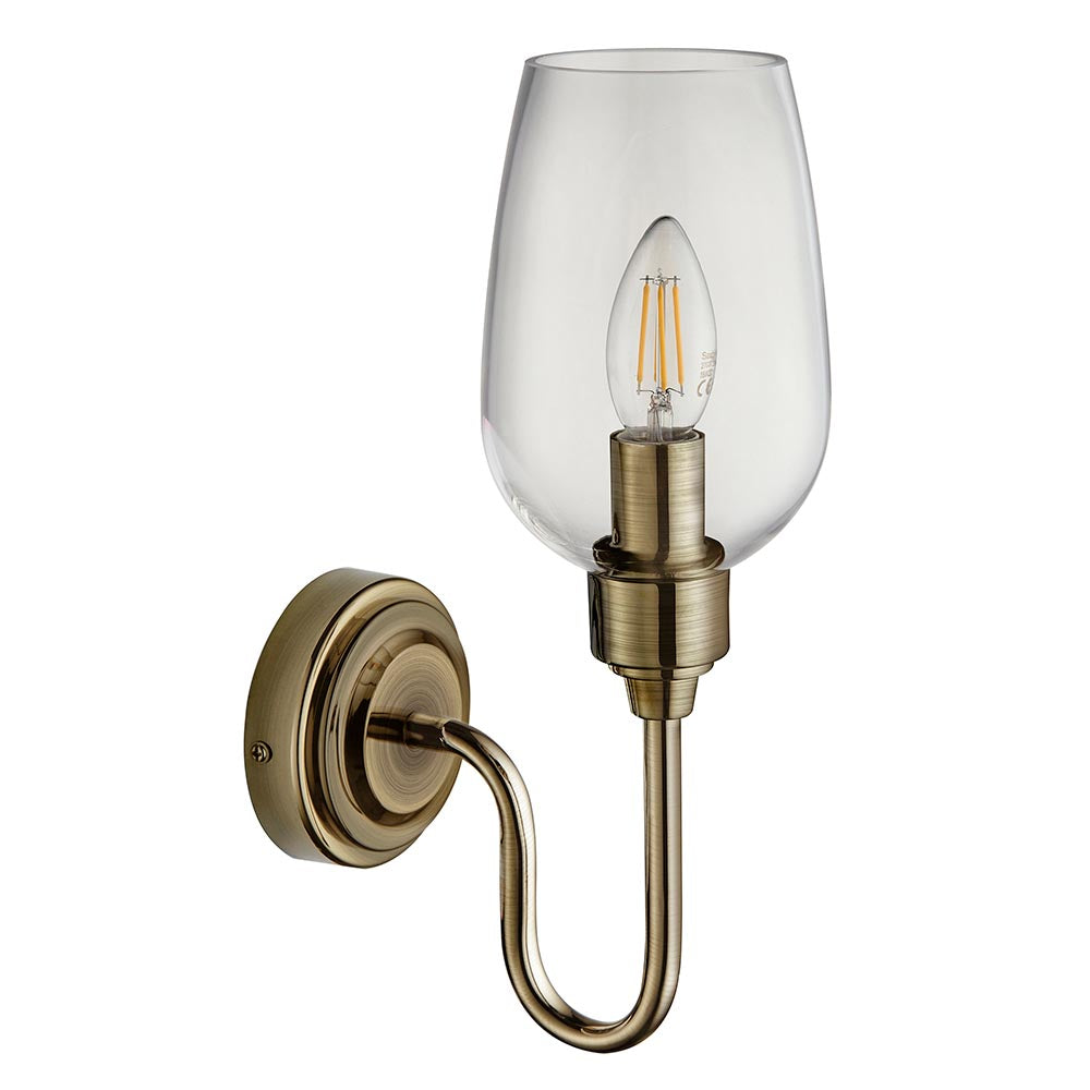 Island Brass & Glass Shade Art Deco Wall Light-OB-180926