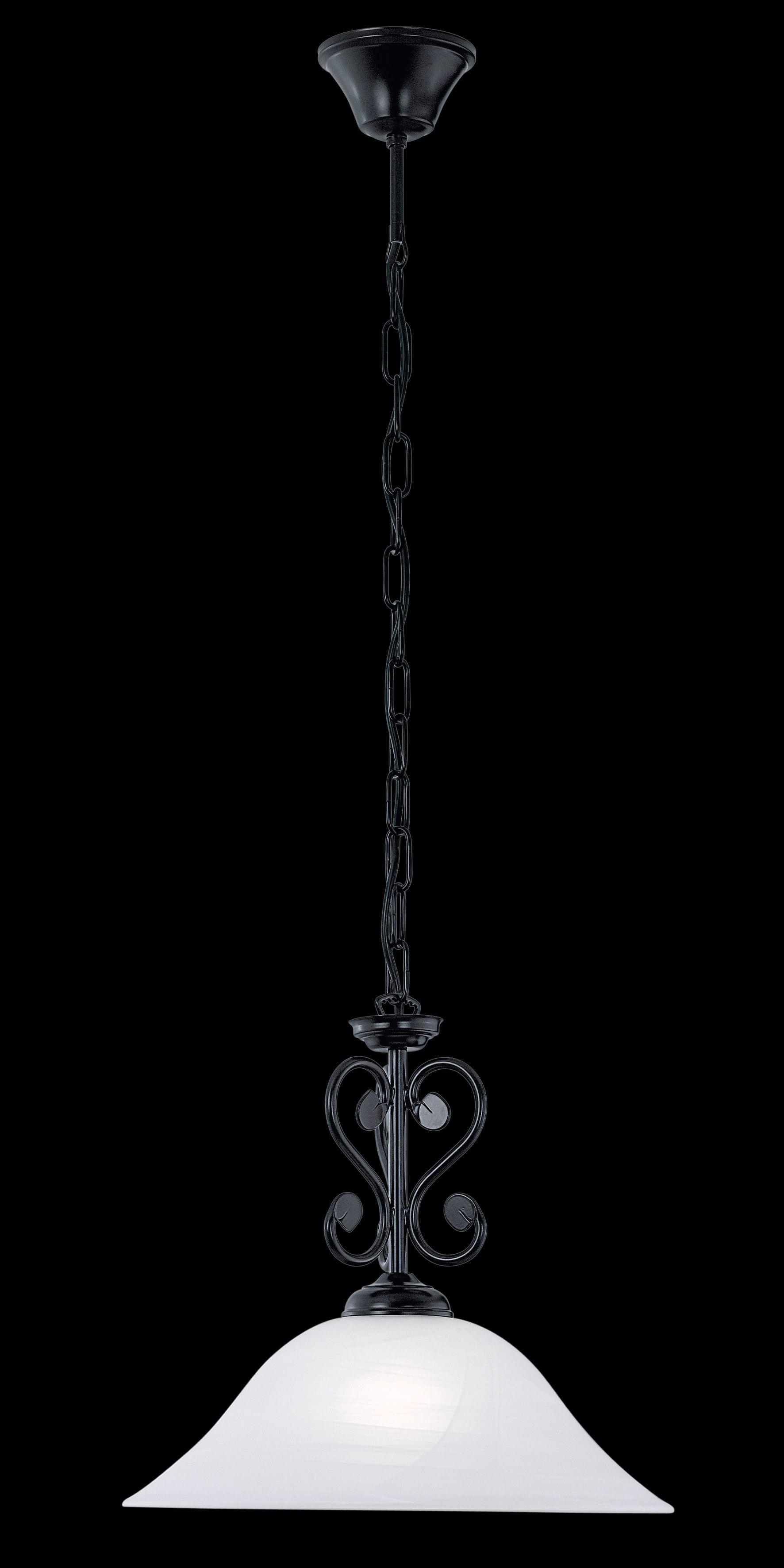 eglo murcia white alabaster black metal chain ceiling pendant living room image