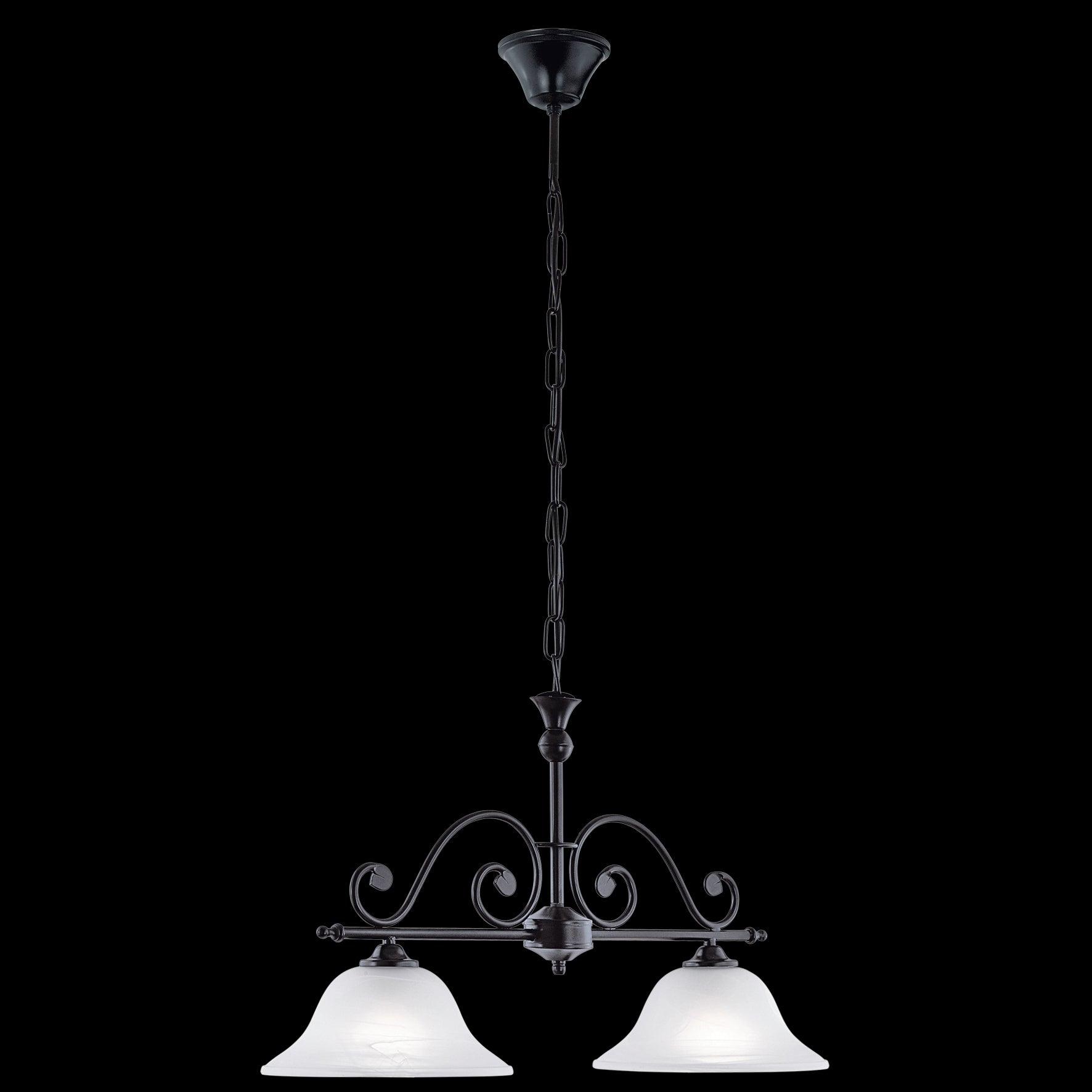eglo murcia 2 light white alabaster black metal chain pendant living room image