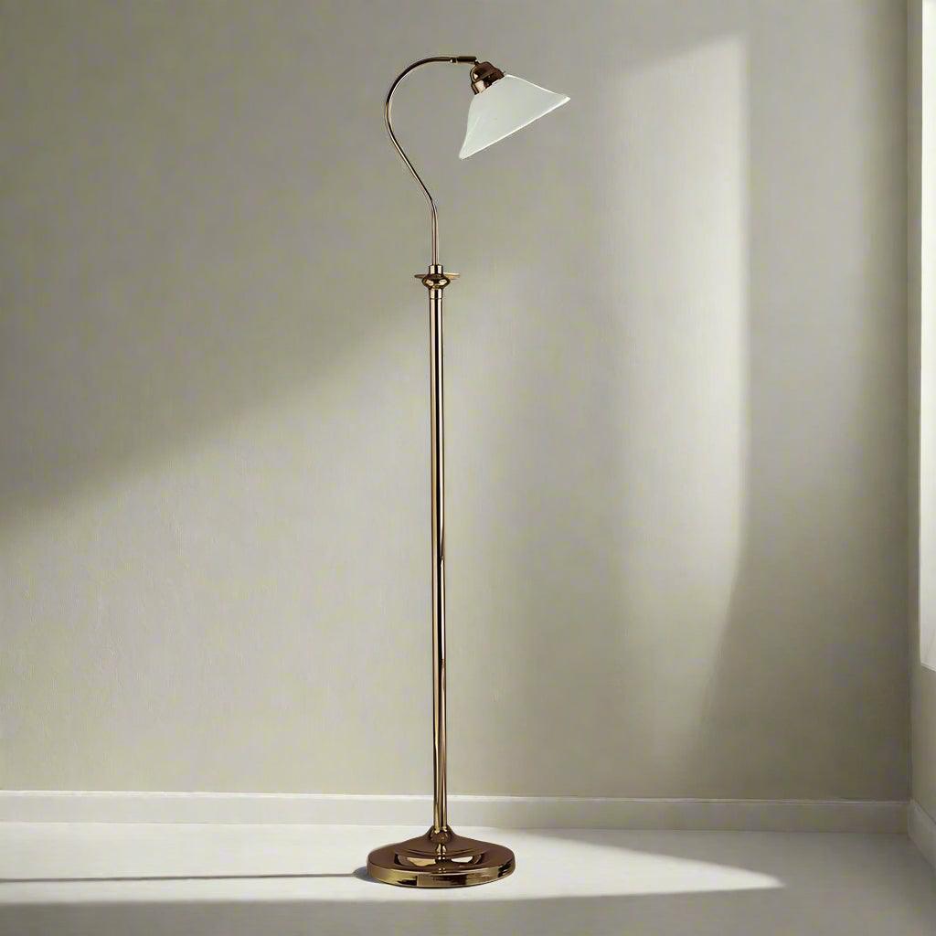 Adjustable Antique Brass Floor Lamp - Scavo Glass Shade-warehouse-clearance-020426
