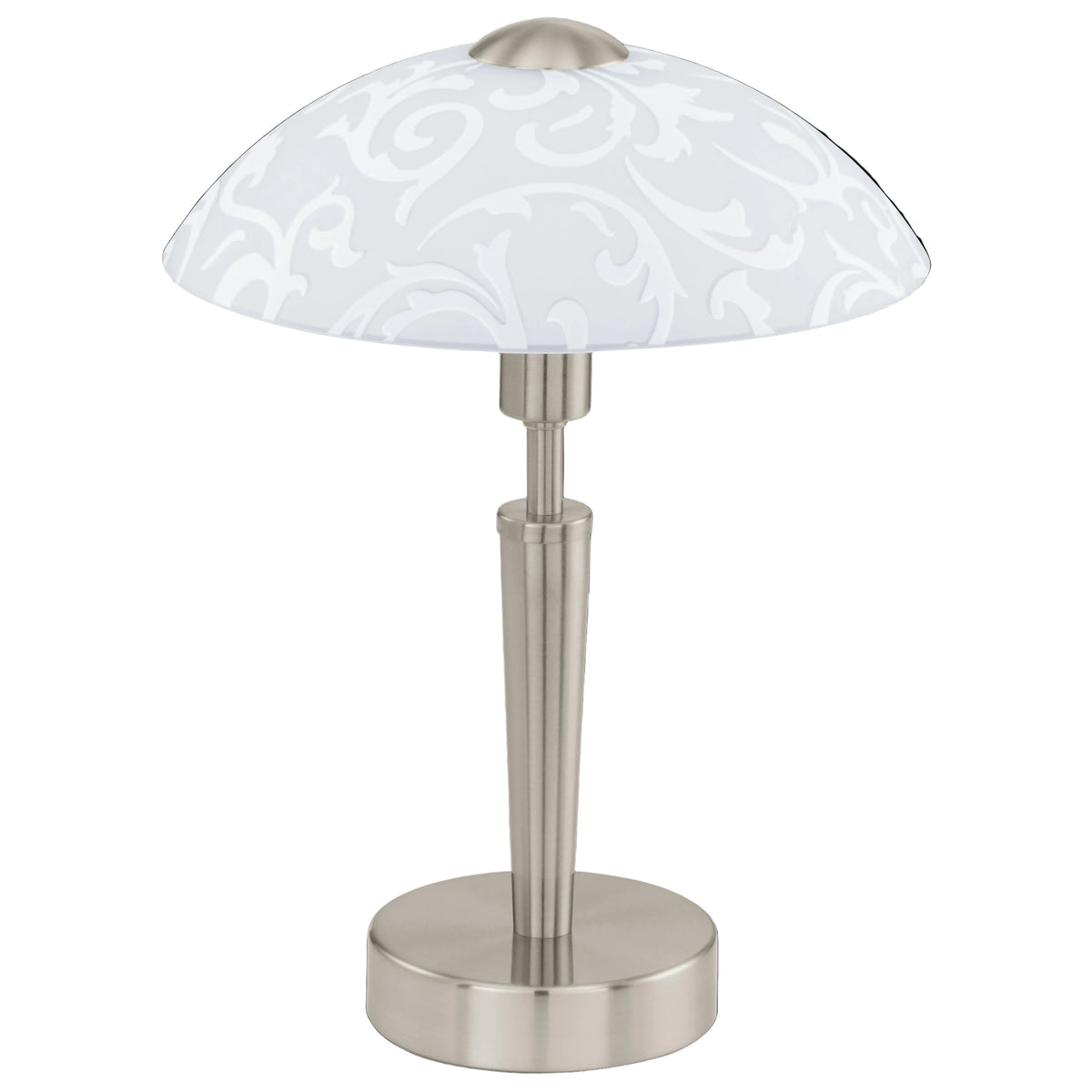 eglo solo nickel touch table lamp satin glass shade living room image