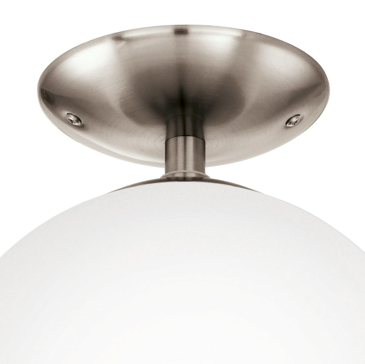 Eglo Rondo Nickel Flush Ceiling Light With Opal Glass Sphere-OB-180926