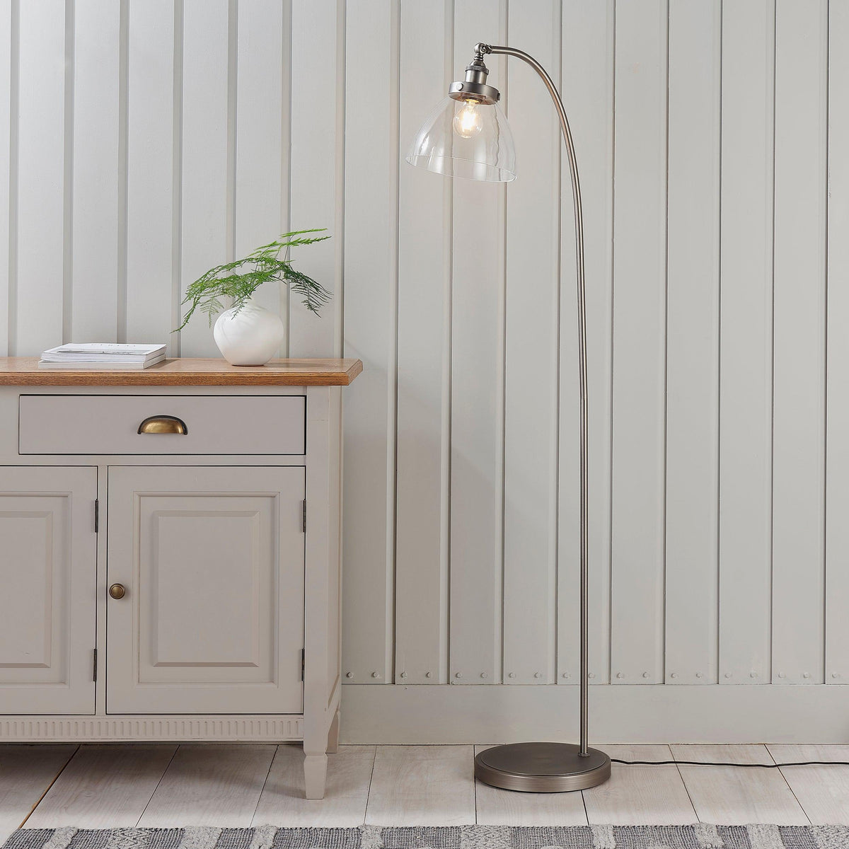 Hansen Brushed Steel Floor Lamp-OB-180926