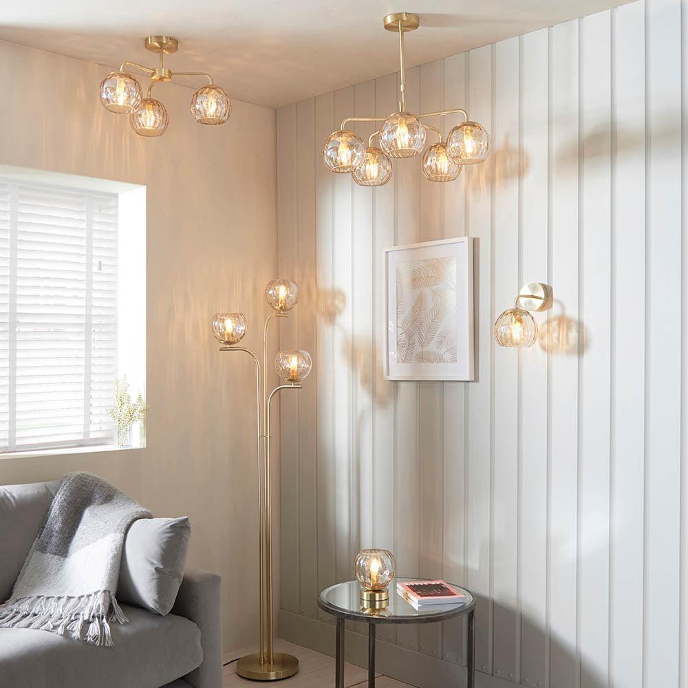 Endon Dimple 3 Light Brass Finish Semi Flush Ceiling Light-OPEN-BOX-040626