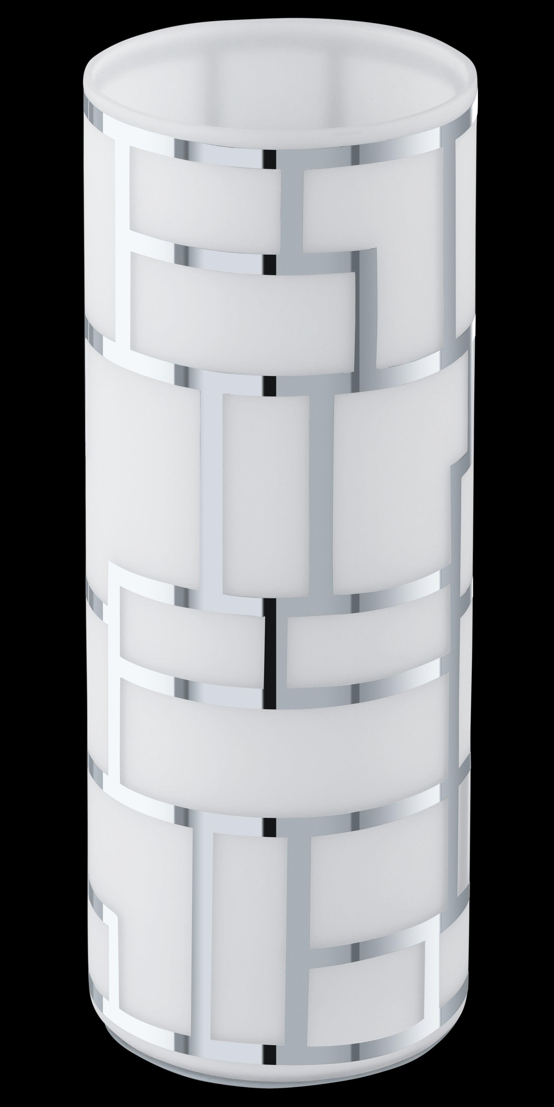 eglo bayman white glass chrome geometric table lamp kitchen lighting