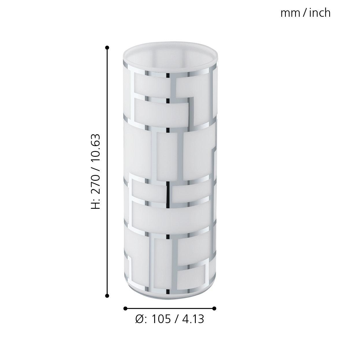 eglo bayman white glass chrome geometric table lamp living room close up