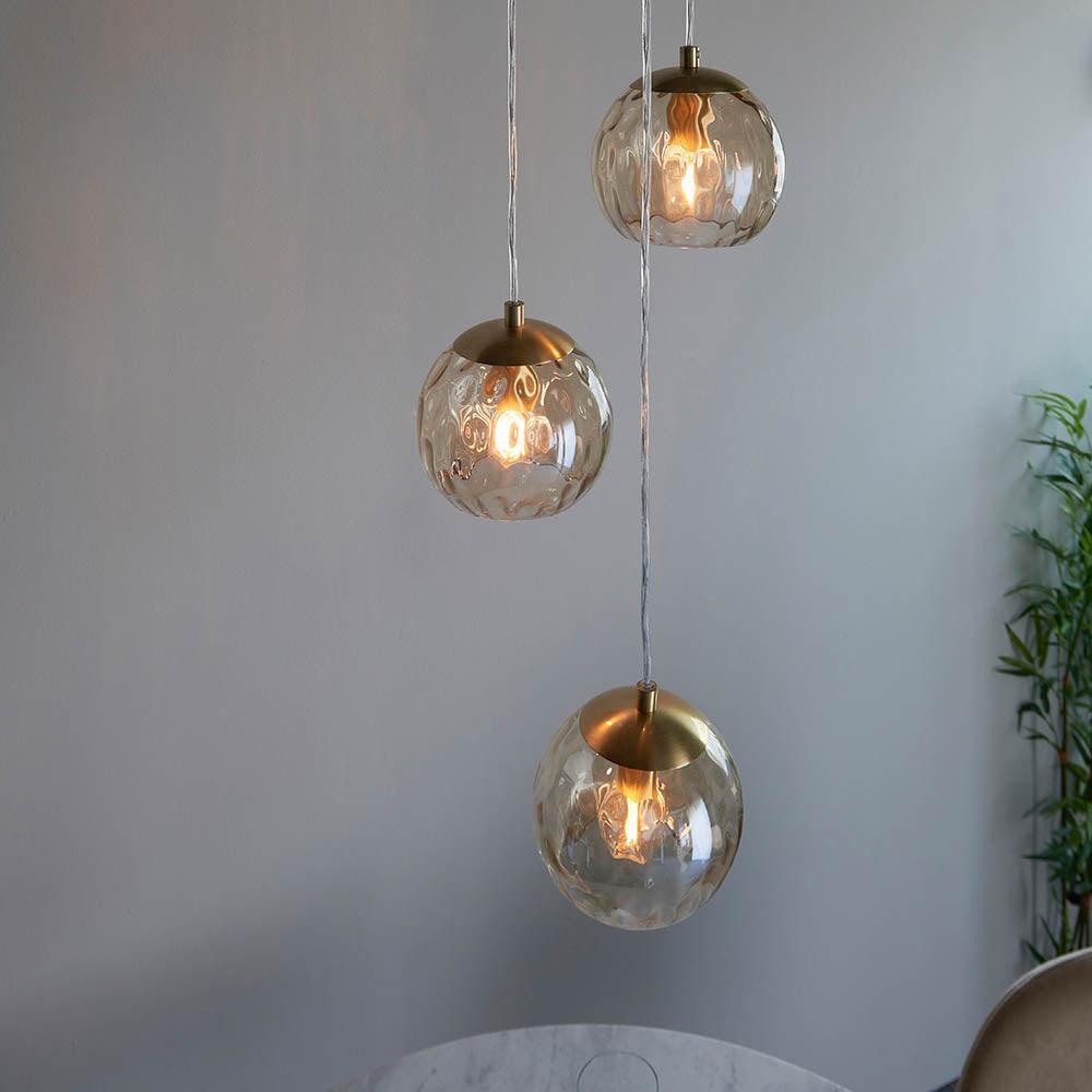 Endon Dimple 3 Light Brass Ceiling Pendant-OPEN-BOX-020426