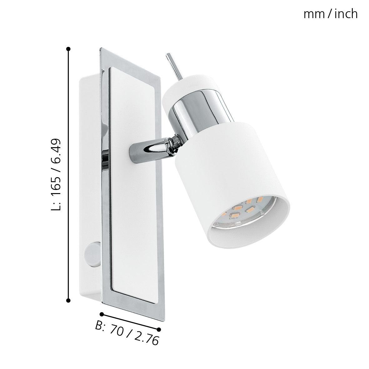 eglo davida chrome white wall spotlight living room image
