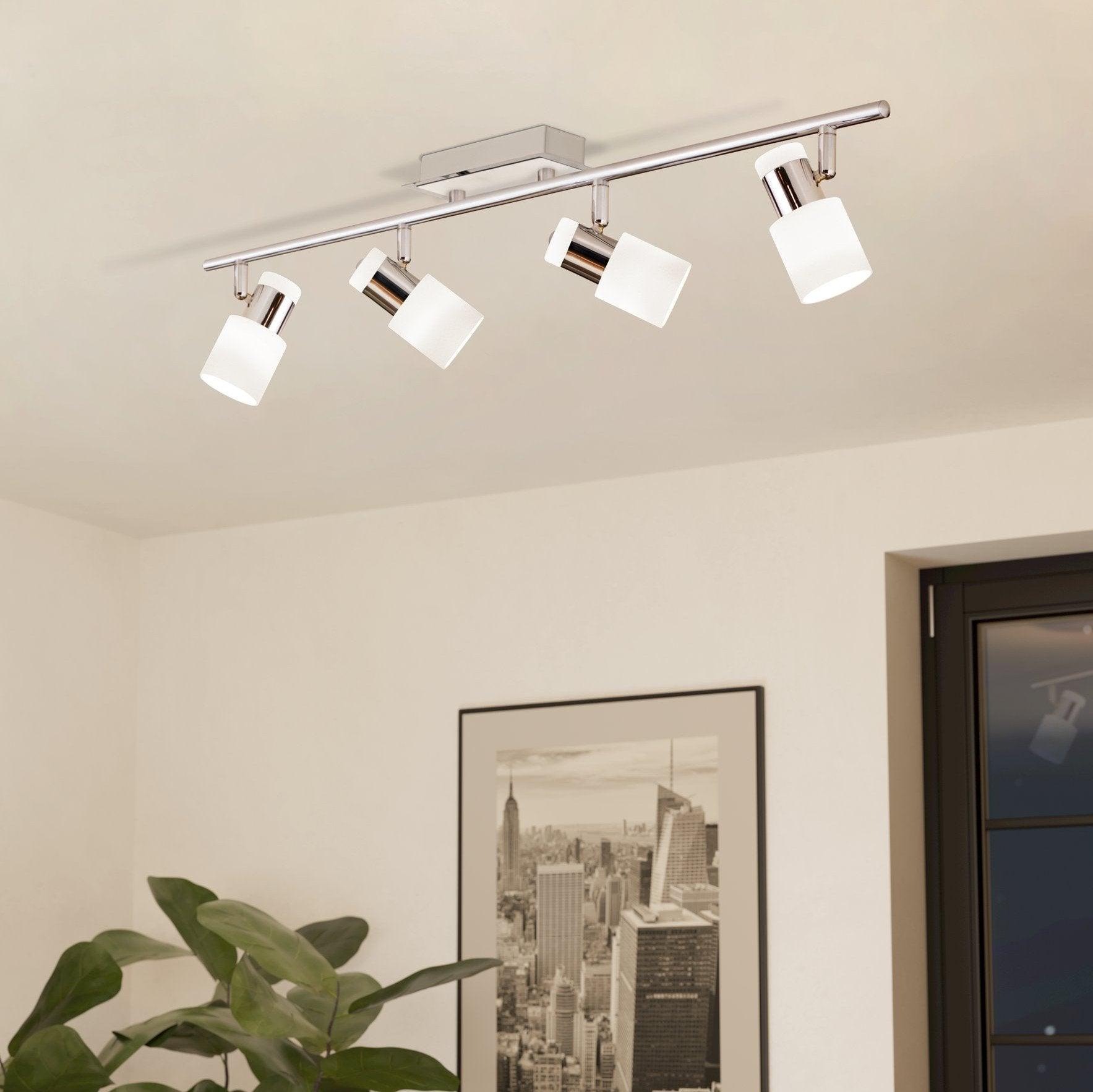 eglo davida chrome white 4 light bar spotlight