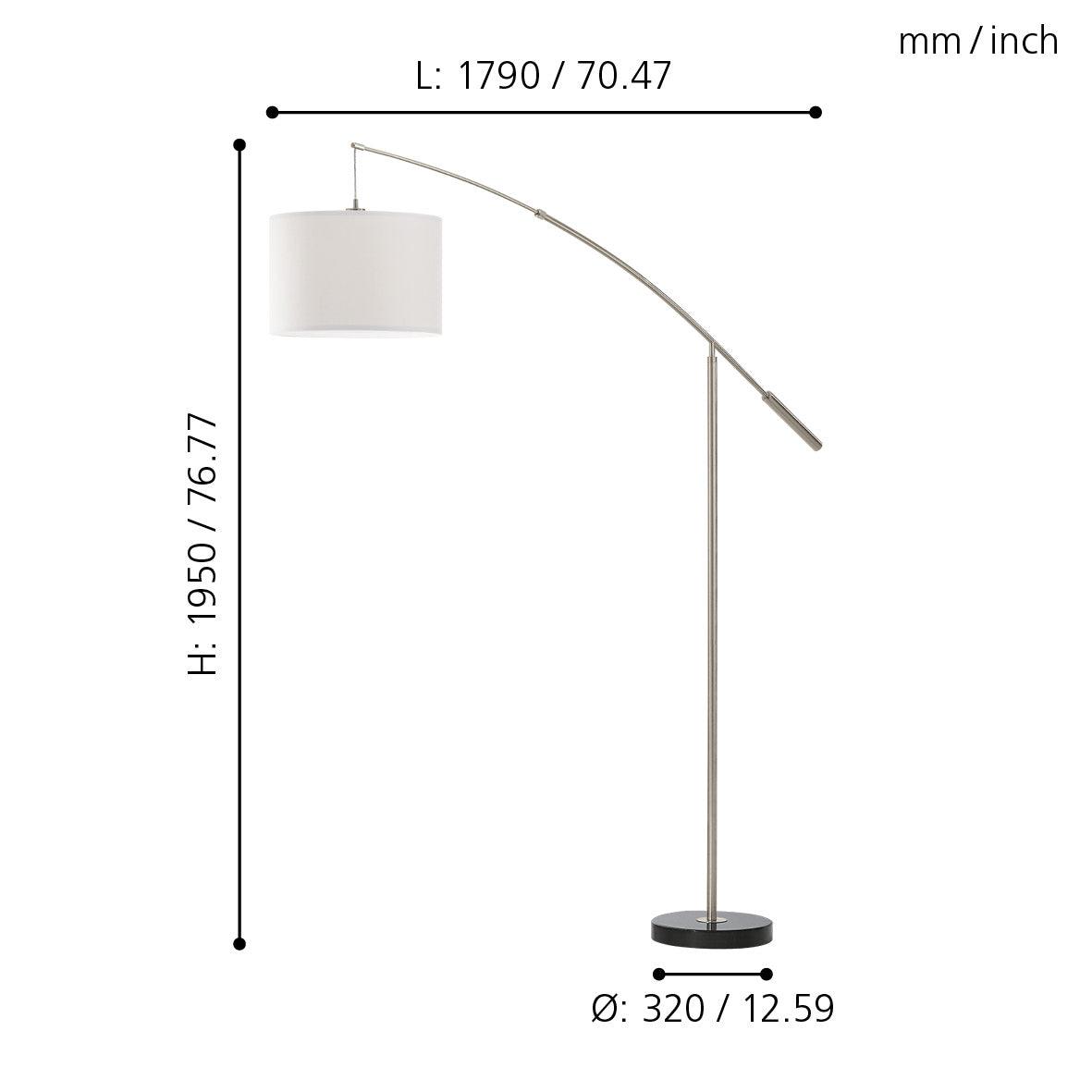 eglo nadina nickel boom arm floor lamp with white fabric shade Kitchen Lighting Close Up