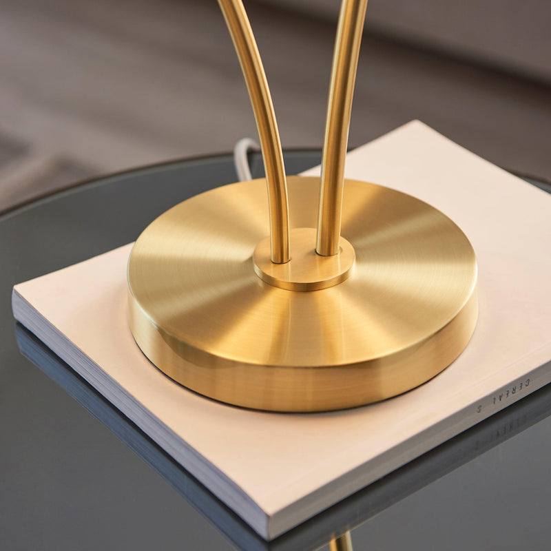Endon Bloom 2 Light Brass Table Lamp - Opal Glass Shades-Endon Lighting-Living-Room-Tiffany Lighting Direct-[image-position]