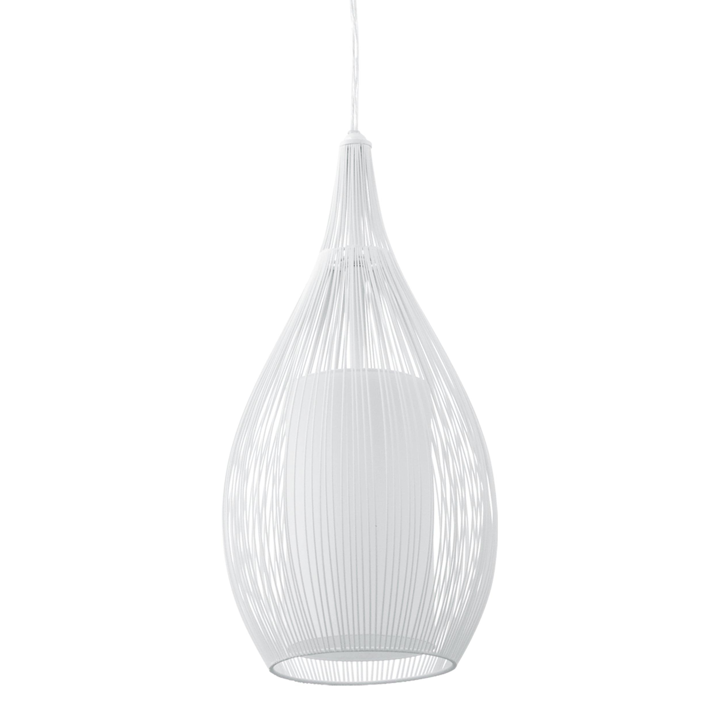 eglo razoni white rounded wire glass ceiling pendant Kitchen Lighting Close Up