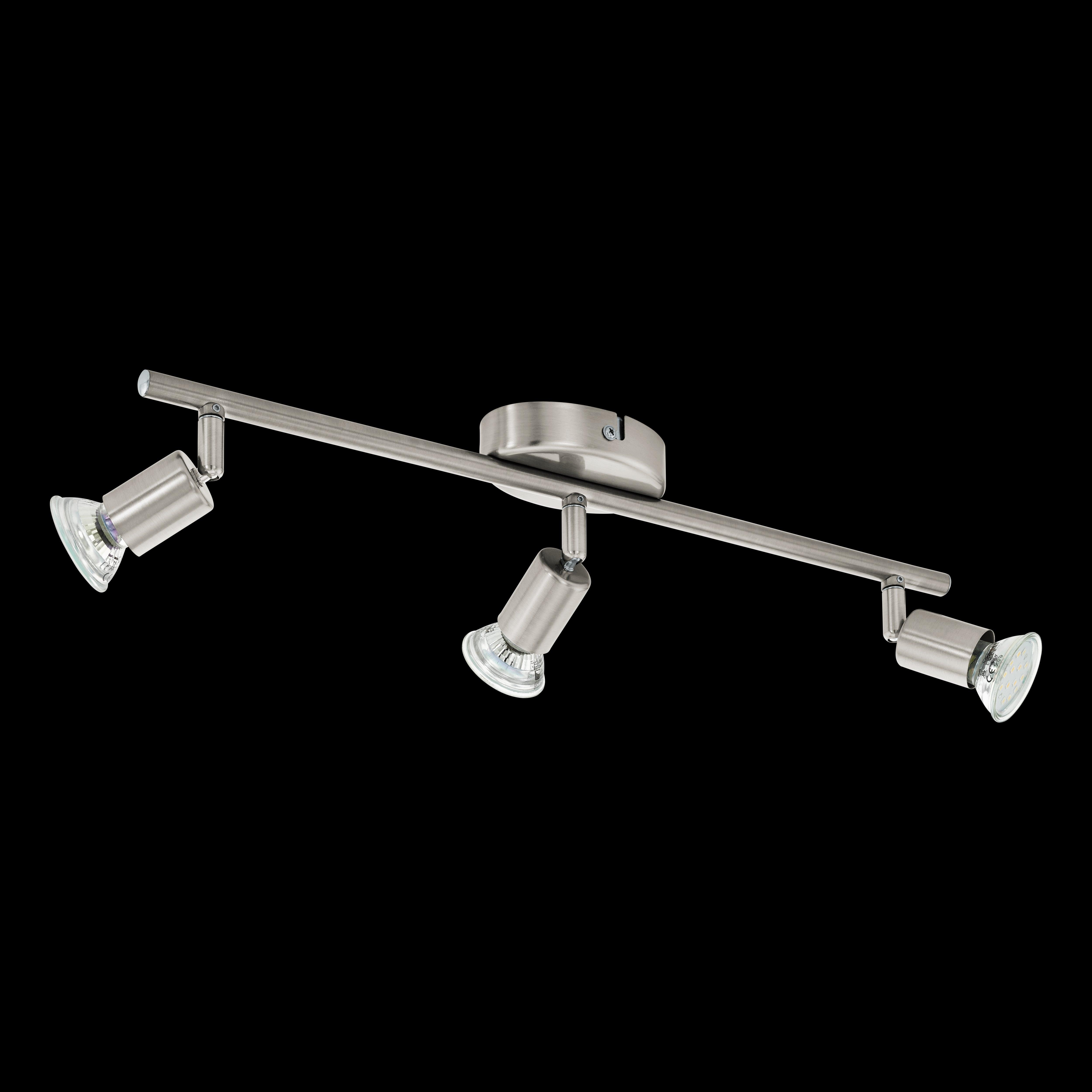 eglo buzz led nickel 3 light bar spotlight living room image