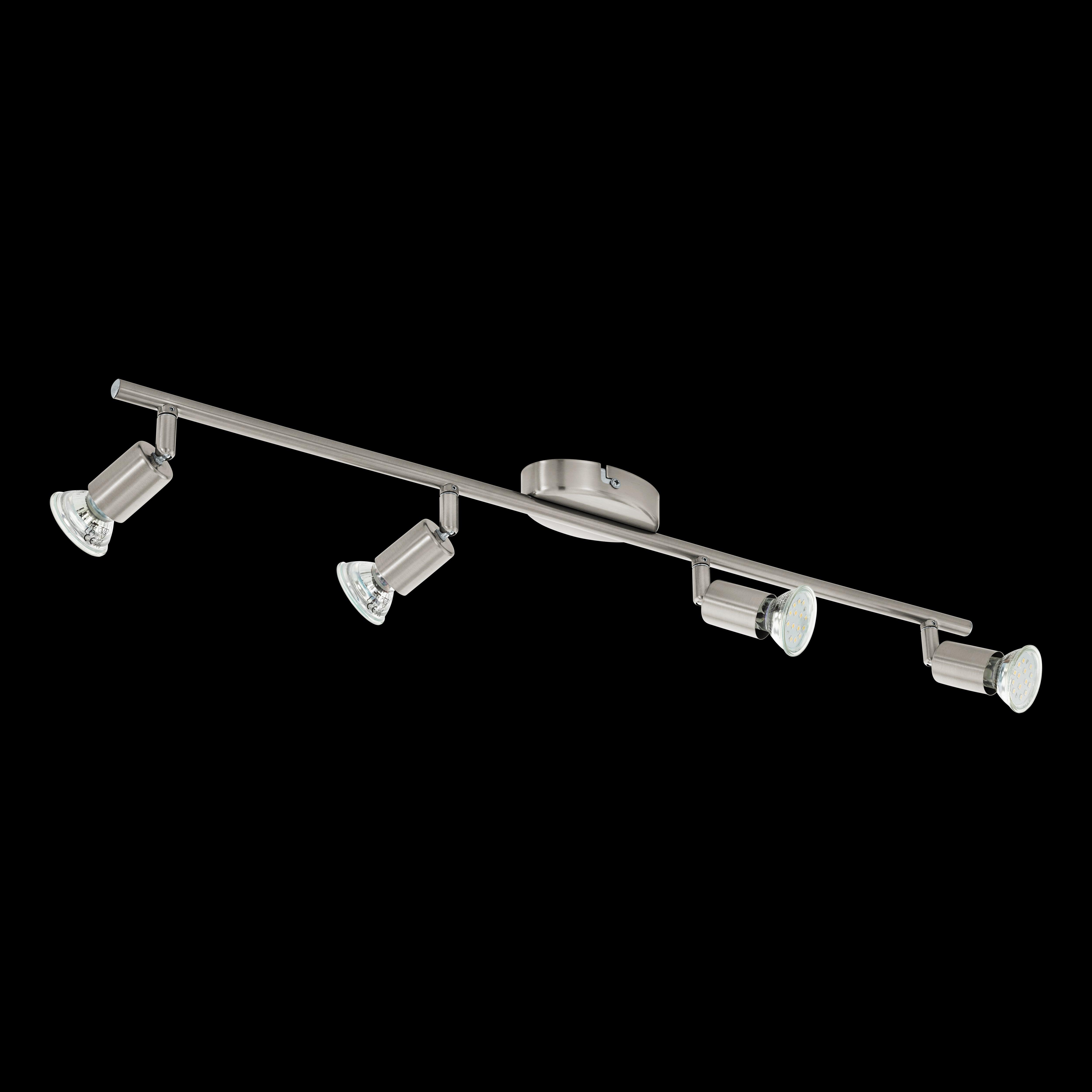 eglo buzz led nickel 4 light bar spotlight