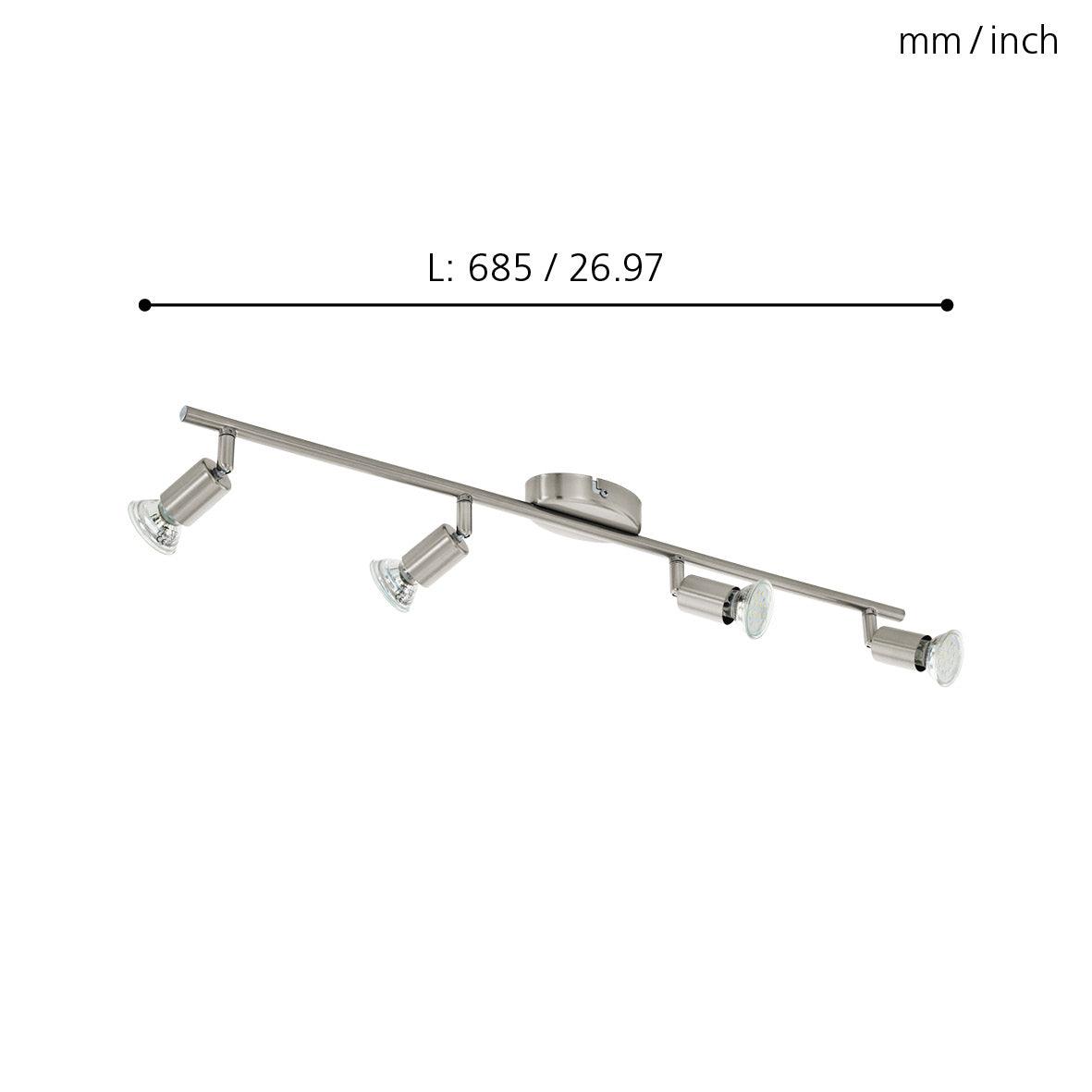 eglo buzz led nickel 4 light bar spotlight living room image