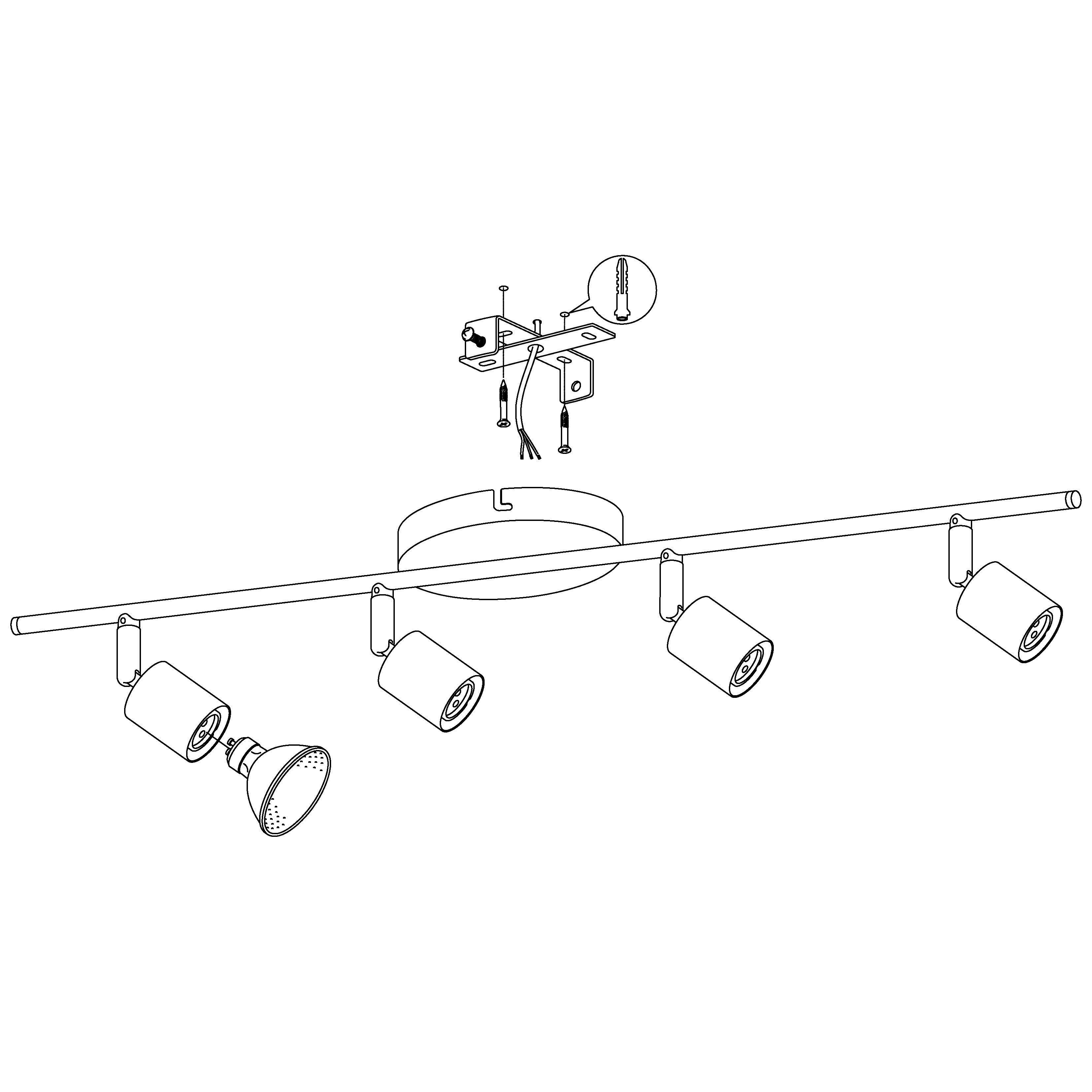 eglo buzz led nickel 4 light bar spotlight living room close up