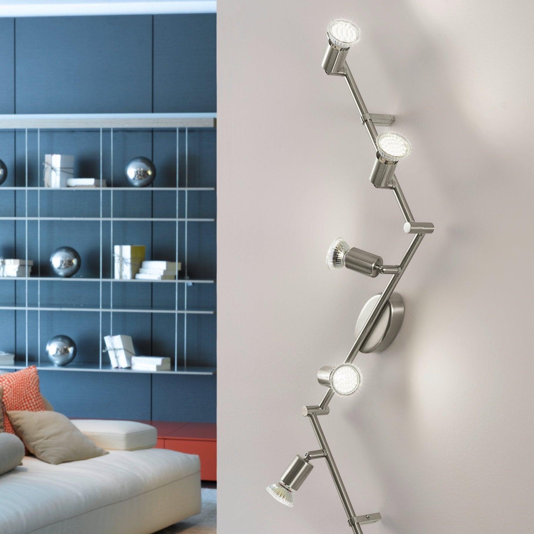 eglo buzz led nickel 6 light bar spotlight