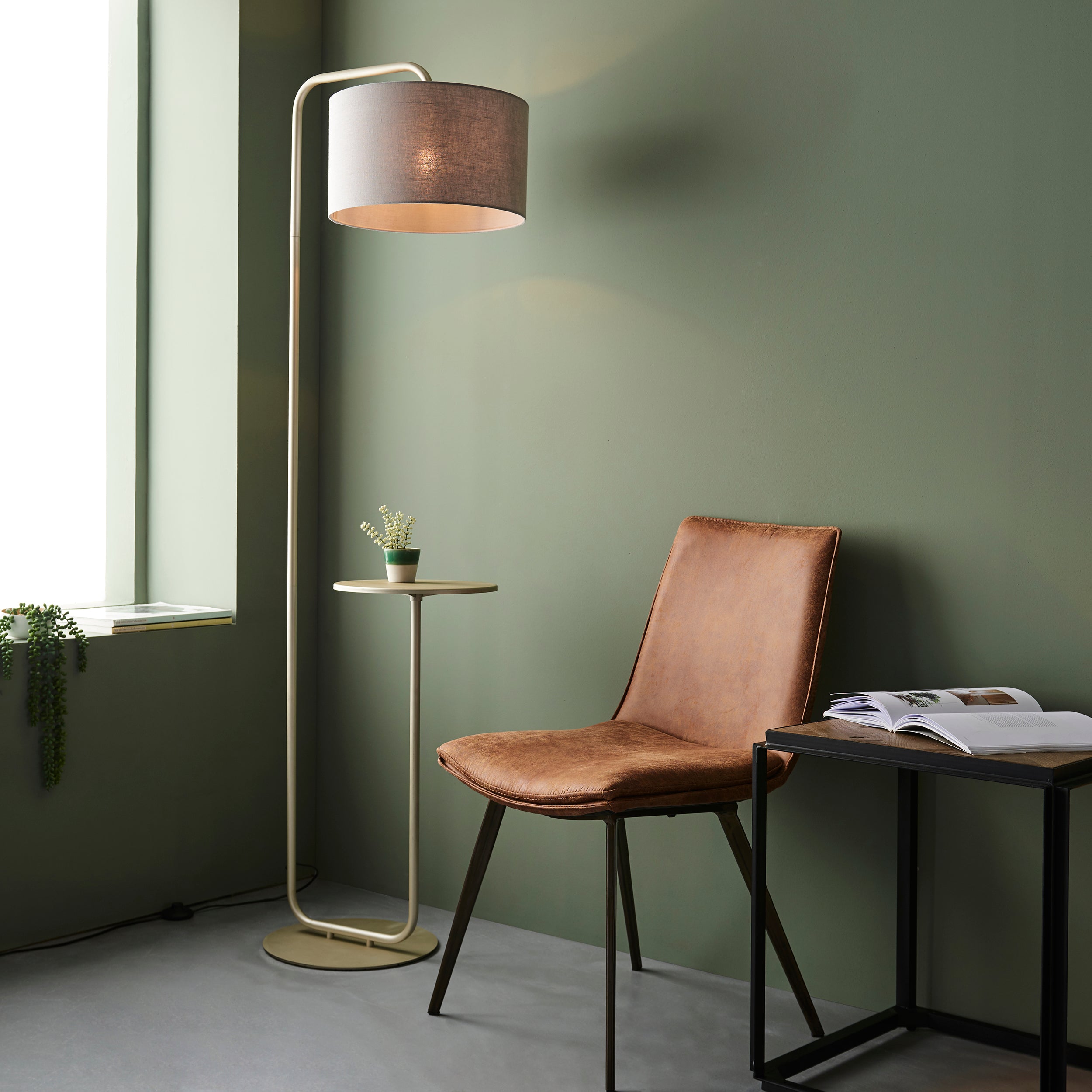 Landis Champagne Floor Lamp with Table