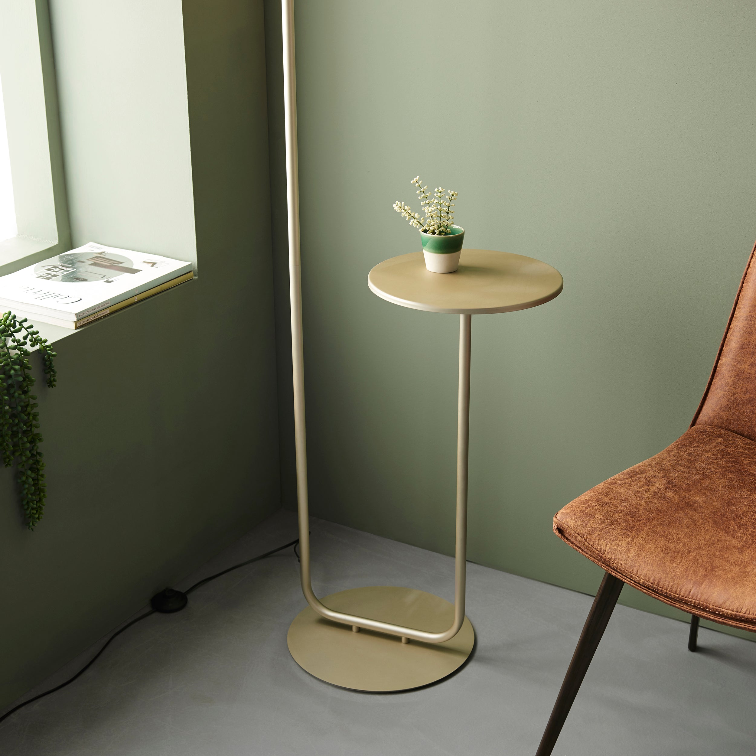 Landis Champagne Floor Lamp with Table