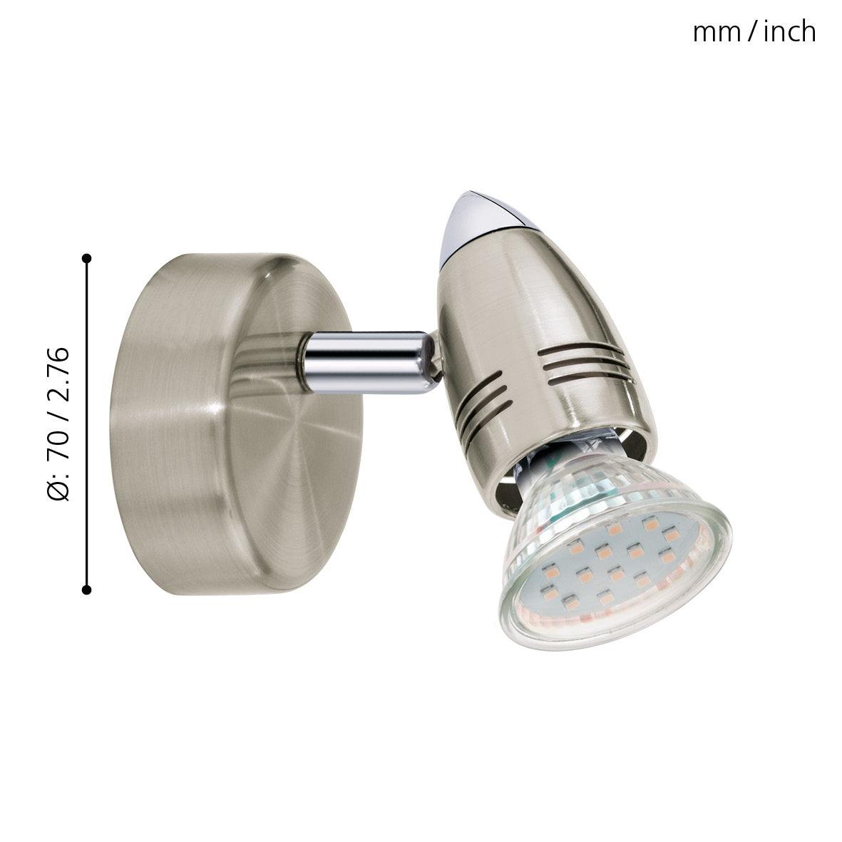 eglo magnum led nickel wall spotlight kitchen lighting