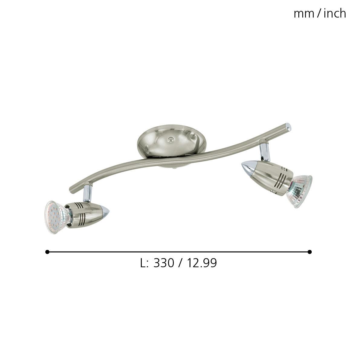 eglo magnum led nickel 2 light bar spotlight living room image