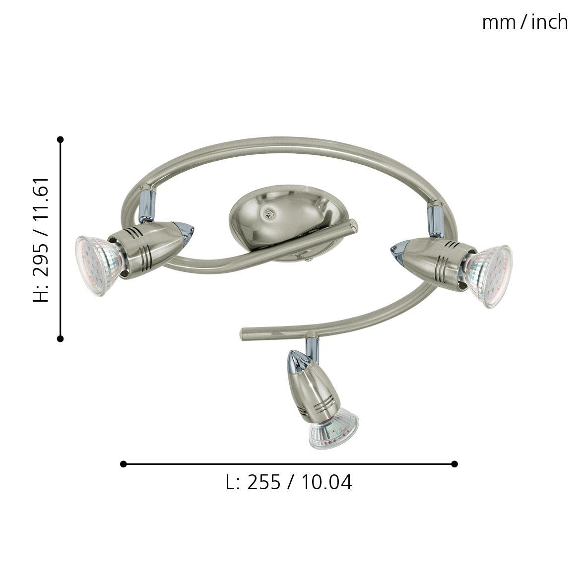 eglo magnum led nickel 3 light spotlight kitchen lighting