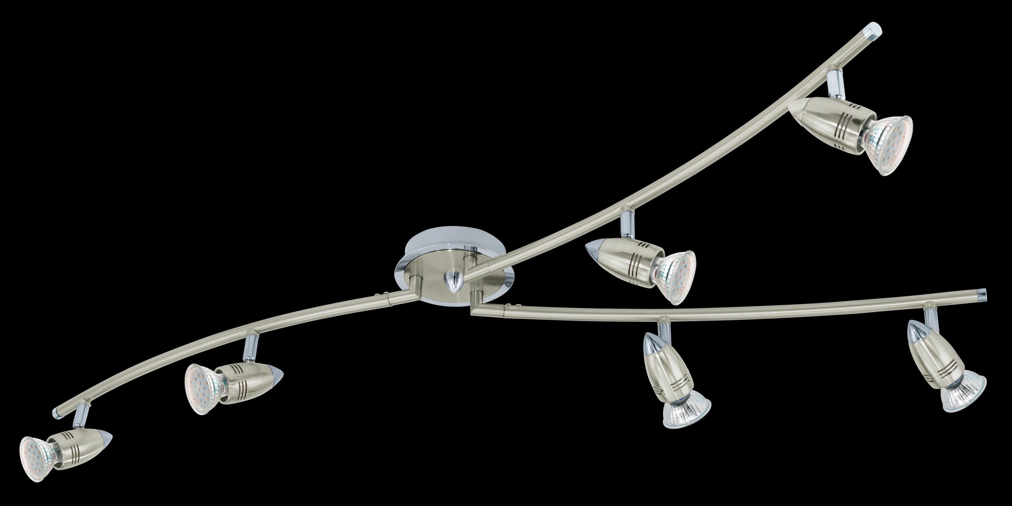 eglo magnum led nickel 6 light 3 arm spotlight