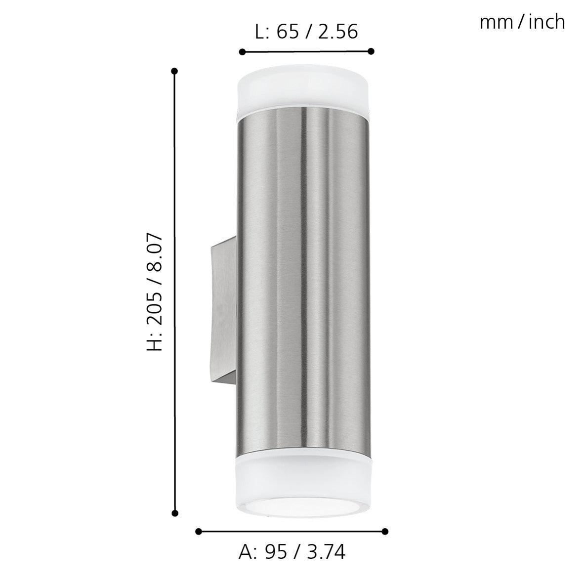 eglo riga led led stainless steel ip54 outdoor wall light living room close up