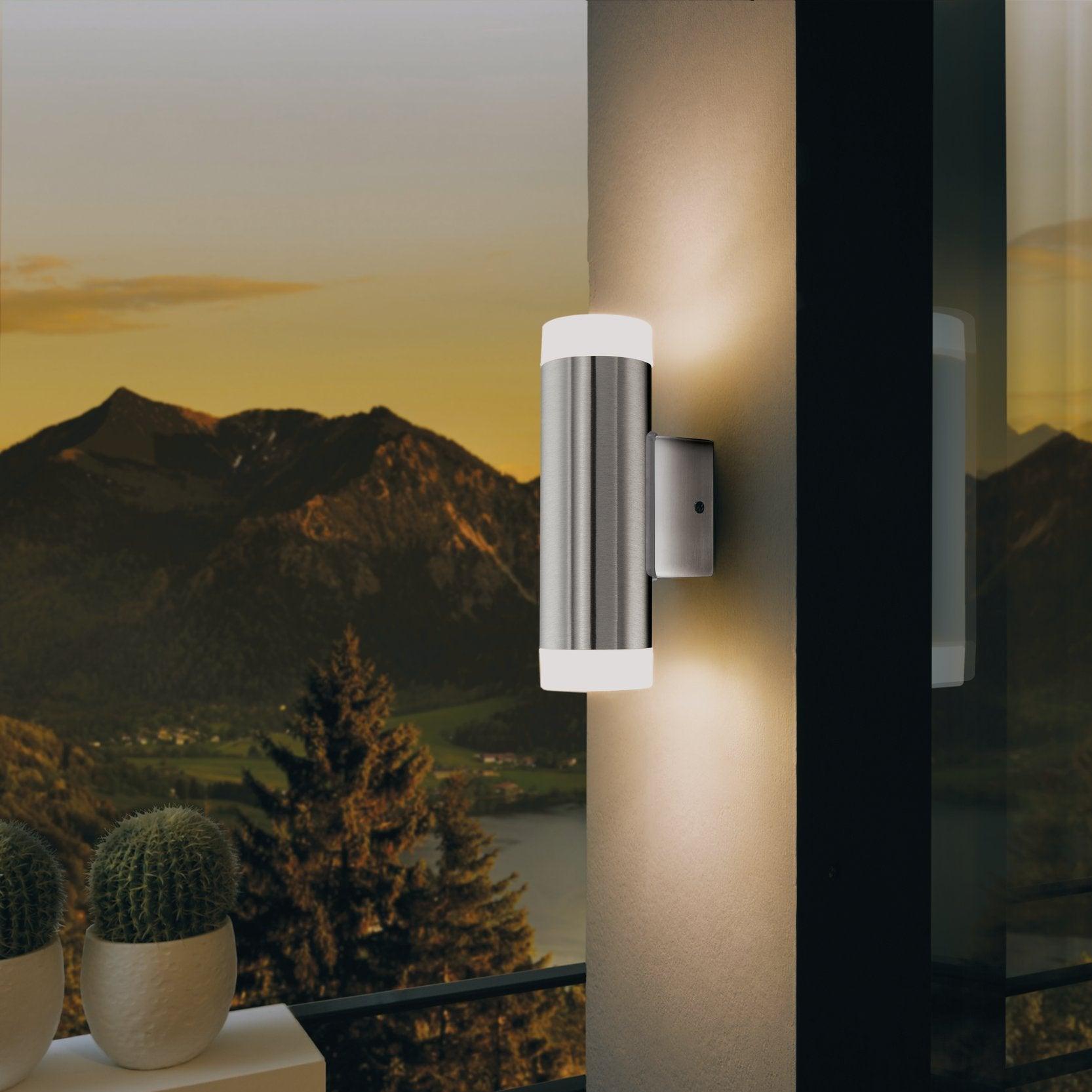 eglo riga led led stainless steel ip54 outdoor wall light
