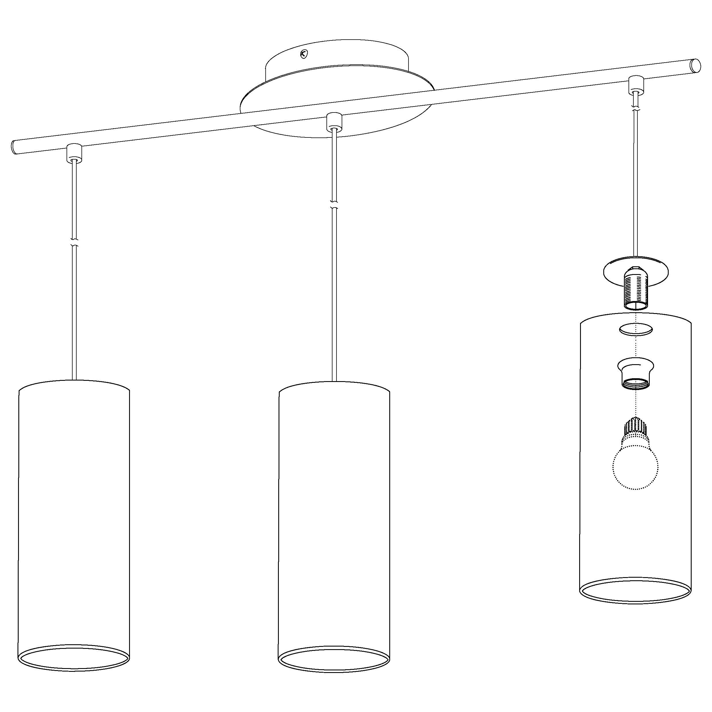 Eglo Rivato 3 Light Bar Chrome Pendant - White Glass Shades-clearance