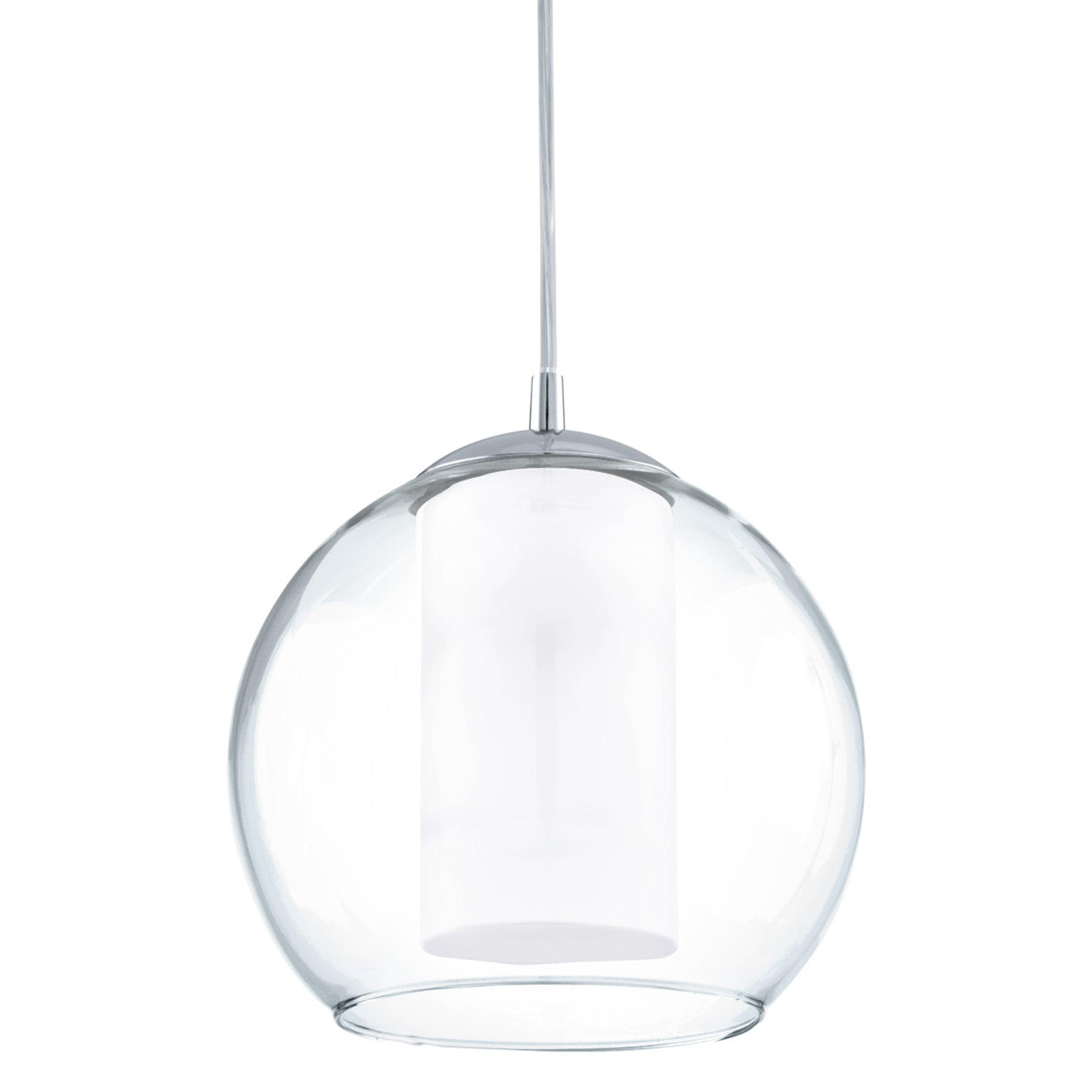 eglo bolsano chrome clear white glass ceiling pendant kitchen lighting