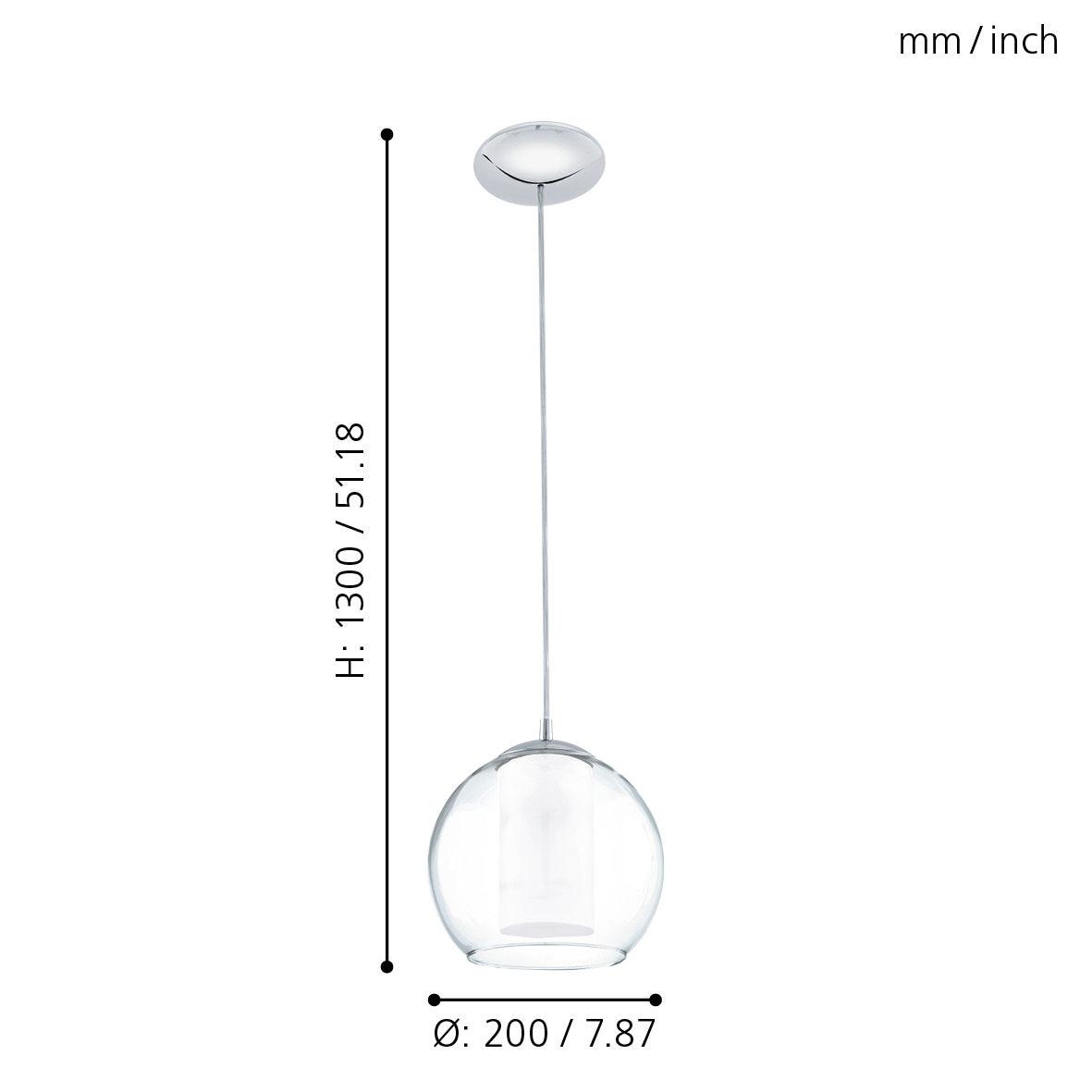 eglo bolsano chrome clear white glass ceiling pendant living room close up