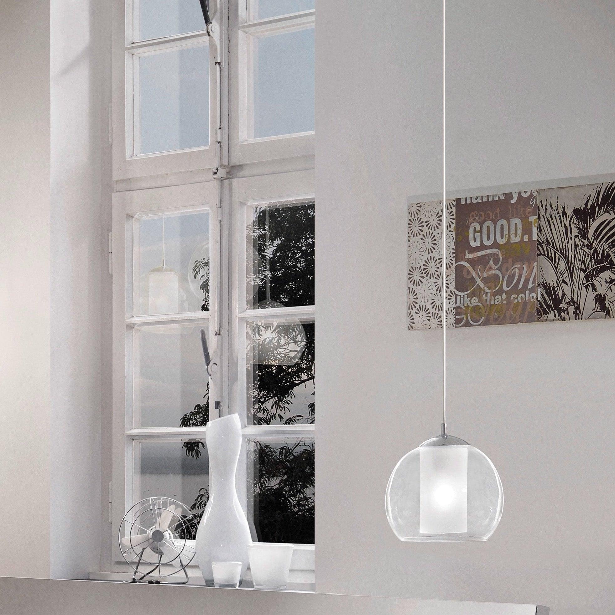 eglo bolsano chrome clear white glass ceiling pendant