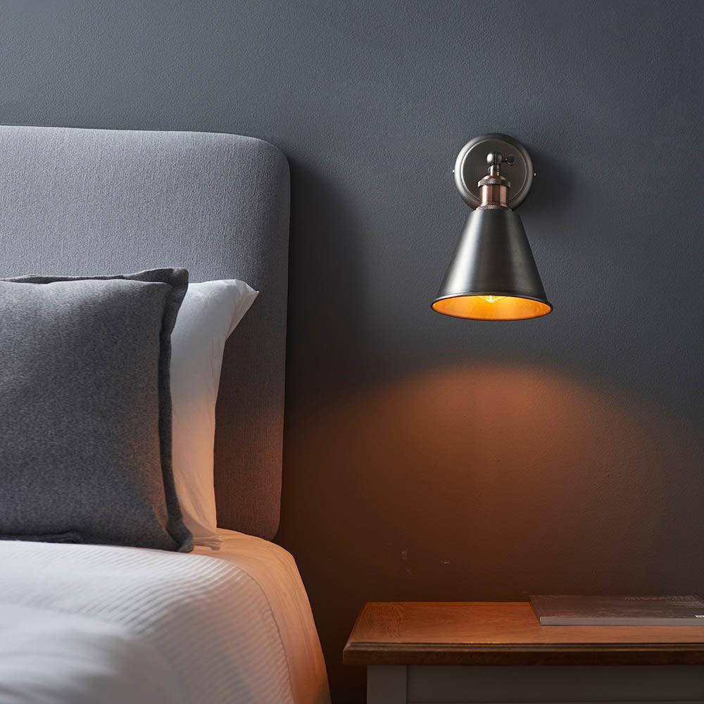 Endon Hal Pewter Finish Wall Light-OB-180926