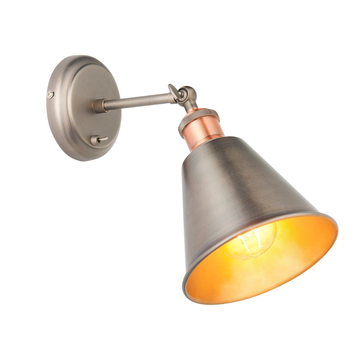 Endon Hal Pewter Finish Wall Light-OB-180926