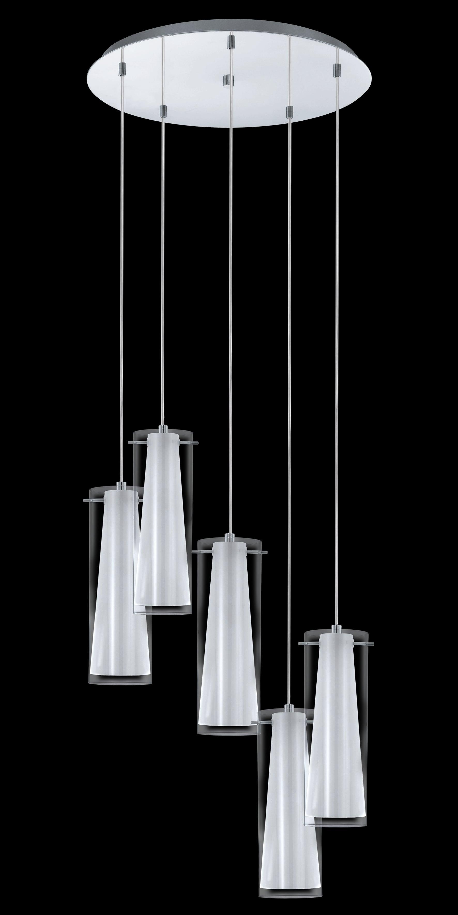eglo pinto 5 light chrome pendant clear opal glass shades kitchen lighting