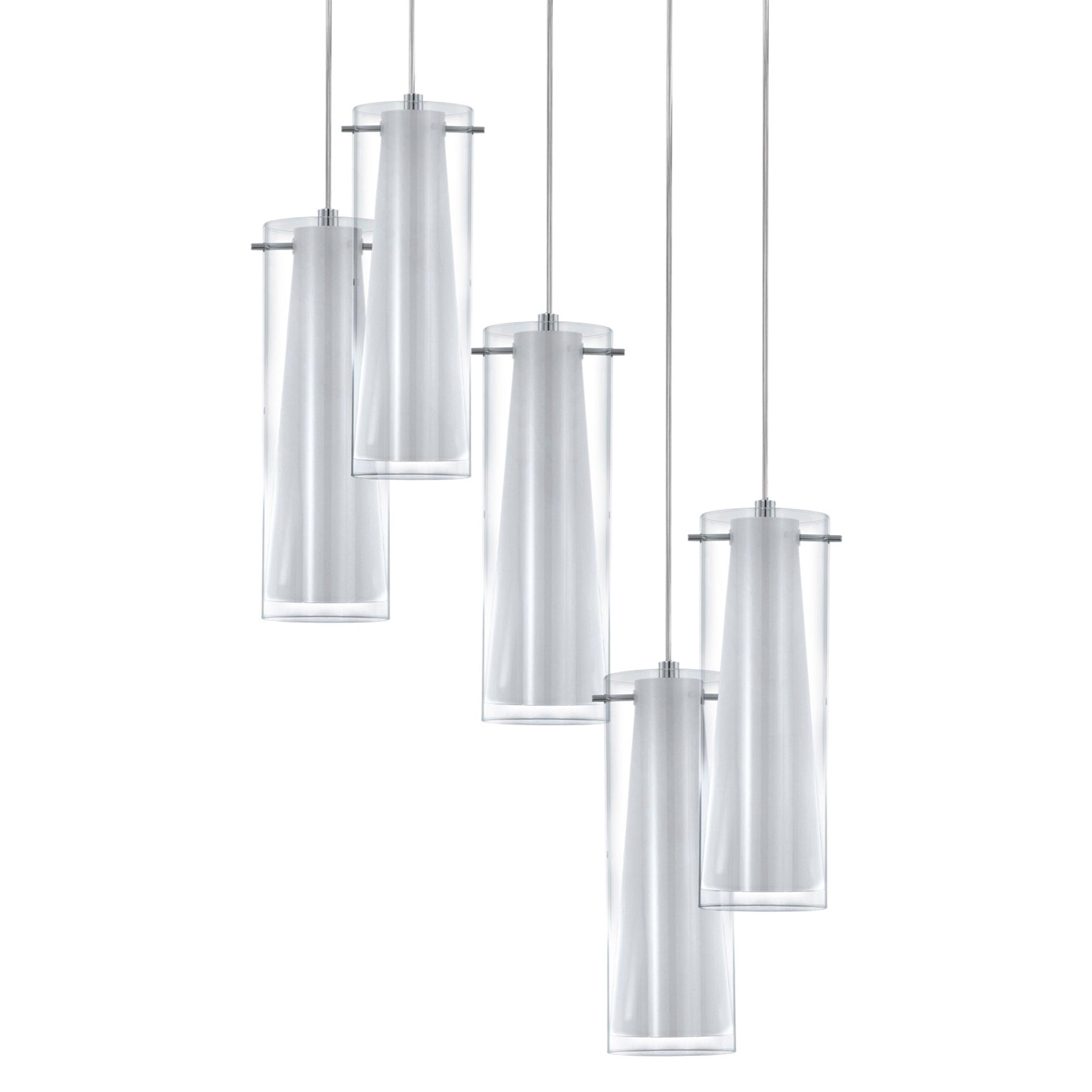 eglo pinto 5 light chrome pendant clear opal glass shades hallway lighting