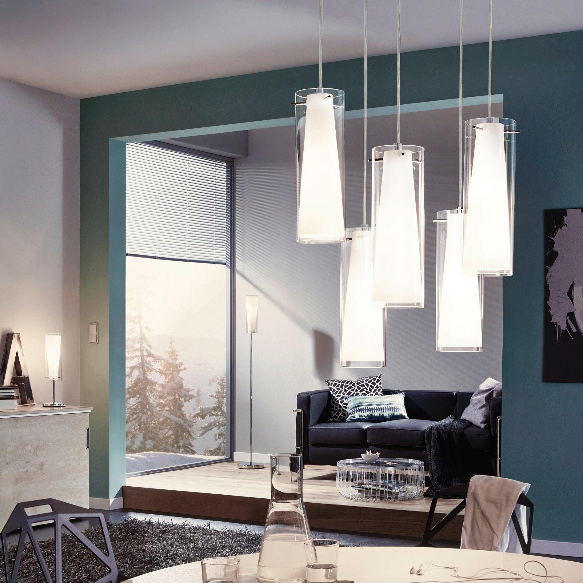 eglo pinto 5 light chrome pendant clear opal glass shades