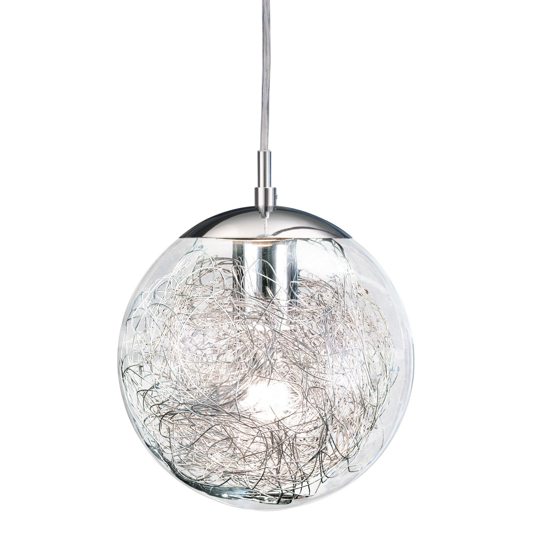 eglo luberio chrome pendant with clear glass sphere hallway lighting